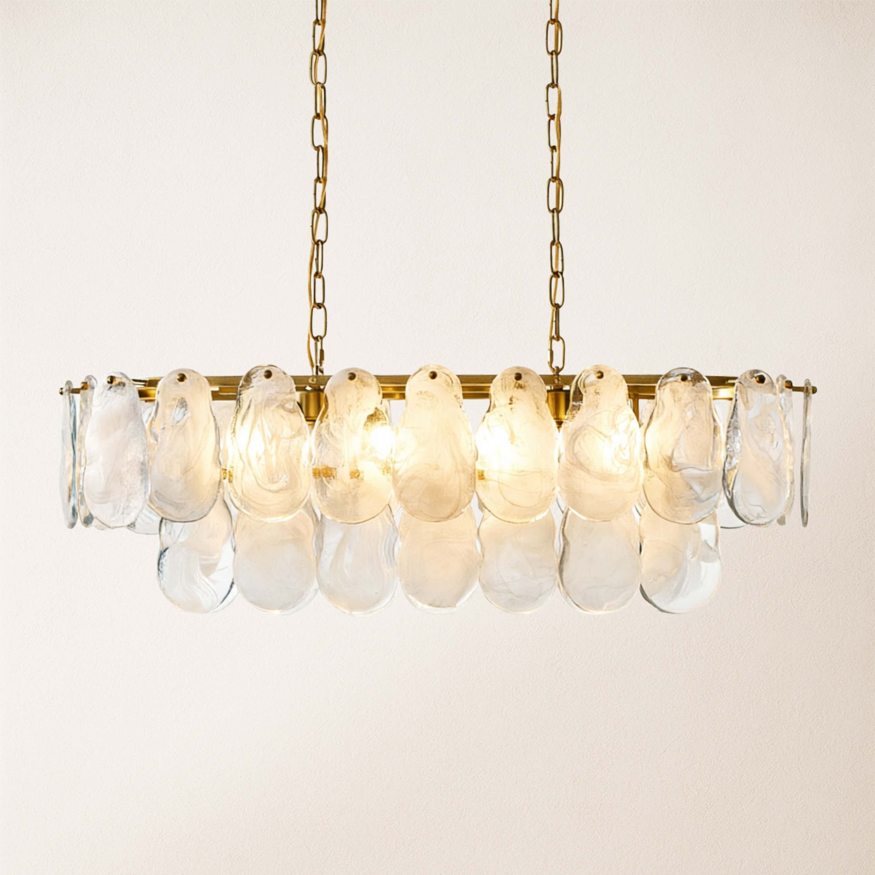Elaris Glass Cloud Rectangular Chandelier 90cm W