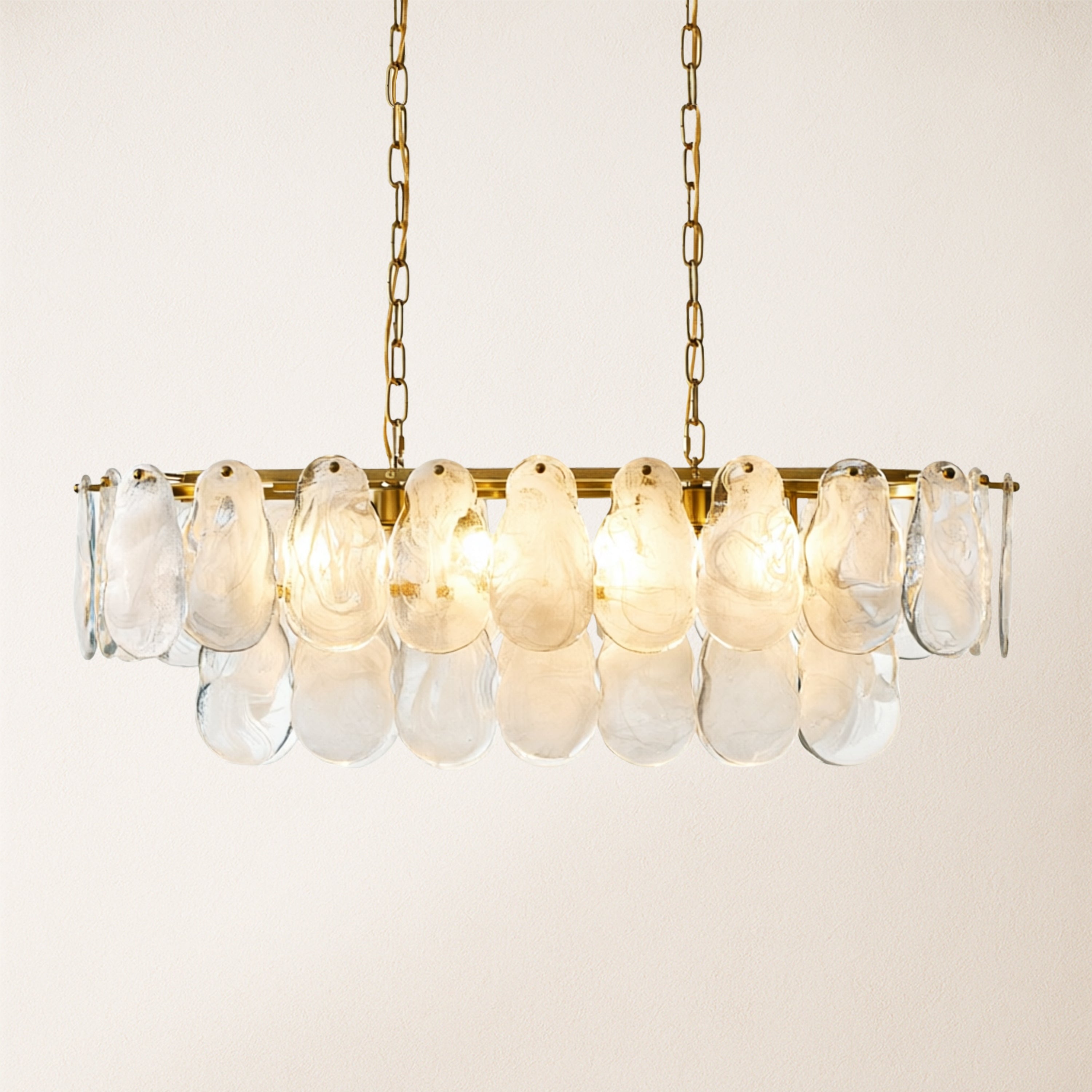Elaris Glass Cloud Rectangular Chandelier 90cm W