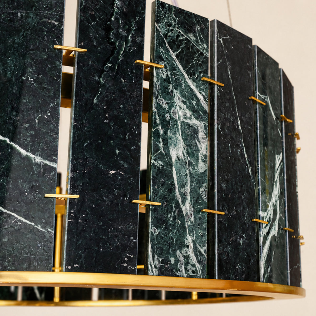 Pietra Green Marble Drum Chandelier 23.6" 31.4"D