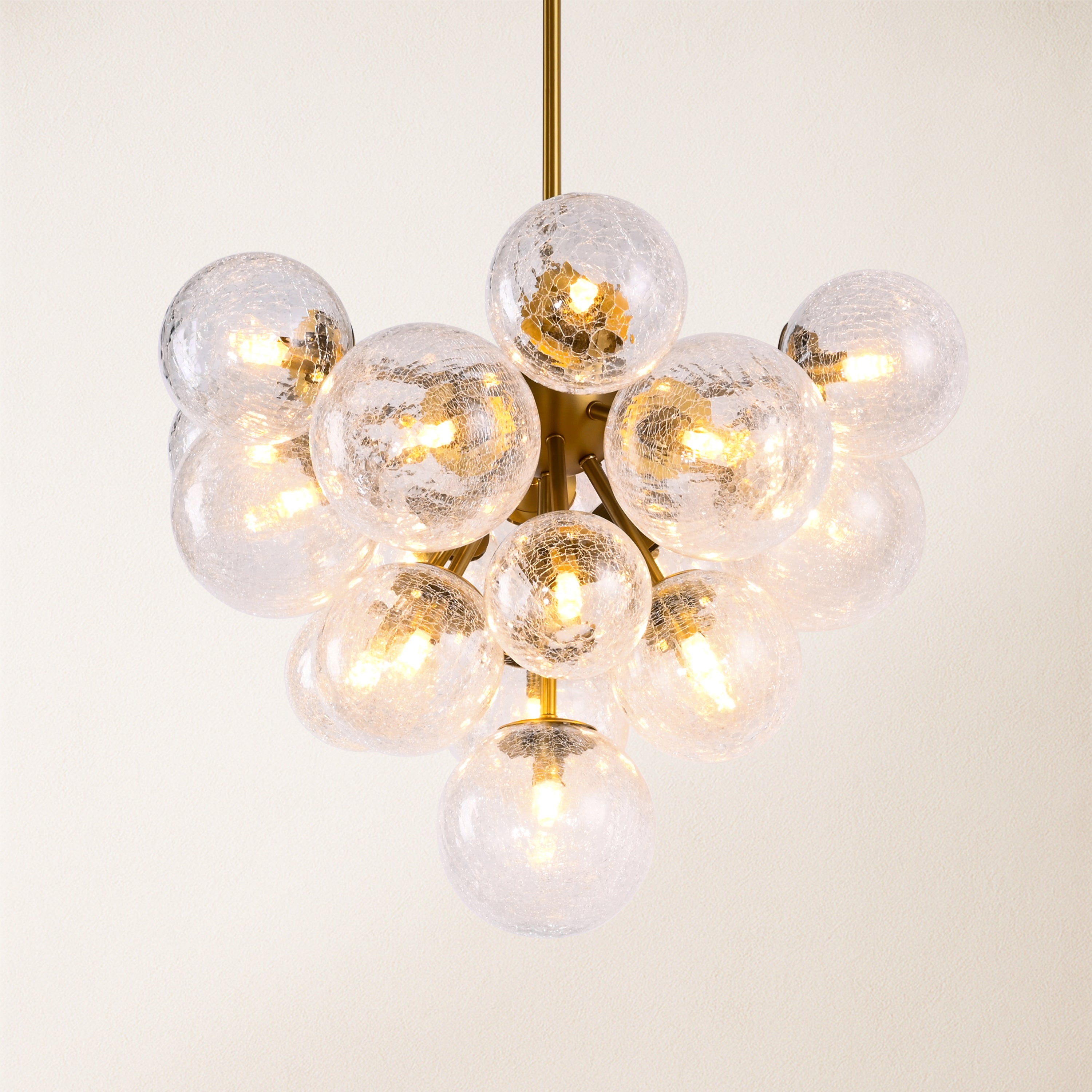 Elowen Crackled Glass Cluster Round Chandelier#Finish_Gold