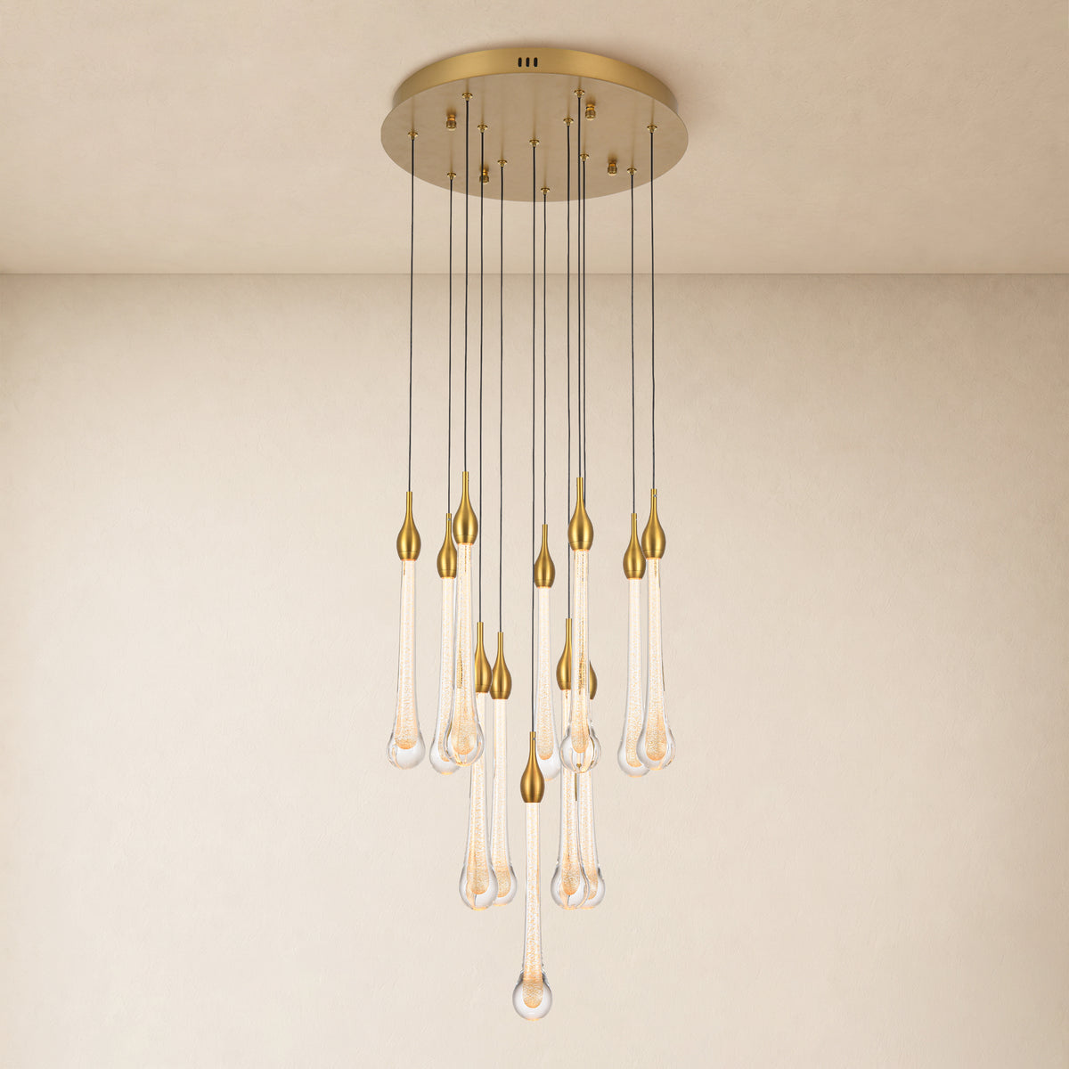 Olivene Glass Teardrop Round Chandelier 4.7"D