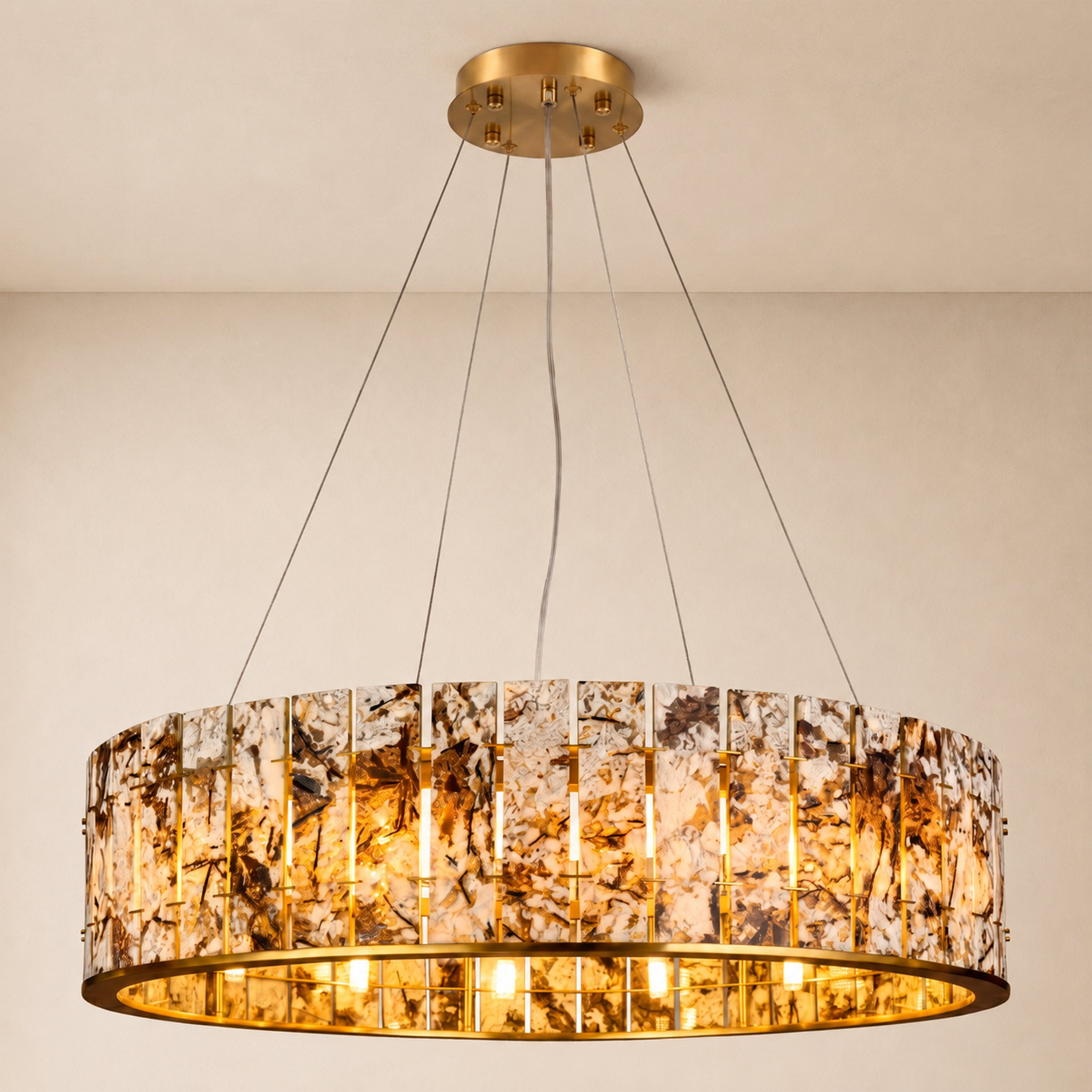 Pietra Amber Marble Round Chandelier 23.6"D