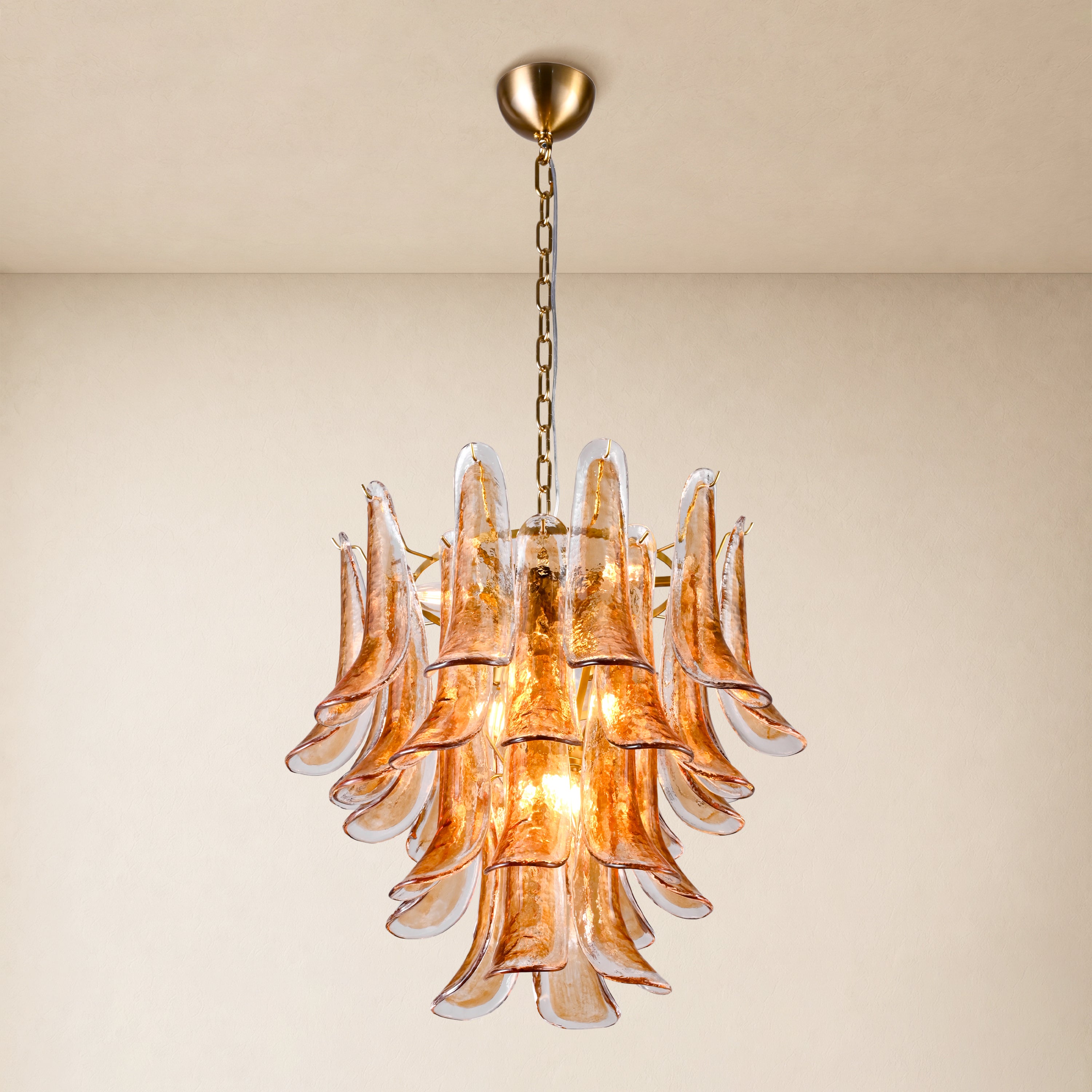 Nivelle Amber Glass Petal Round Chandelier 23.6"D
