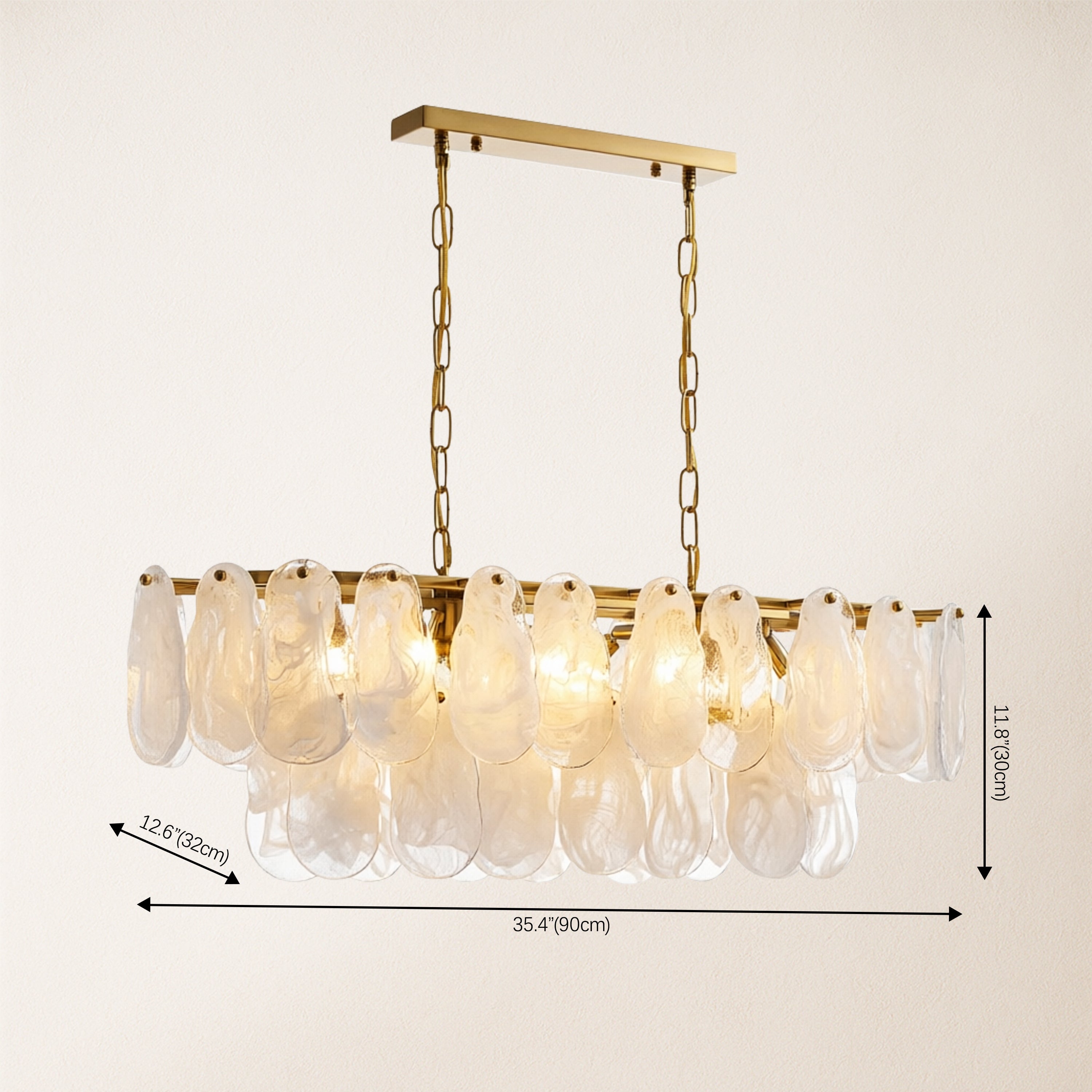 Elaris Glass Cloud Rectangular Chandelier 90cm W