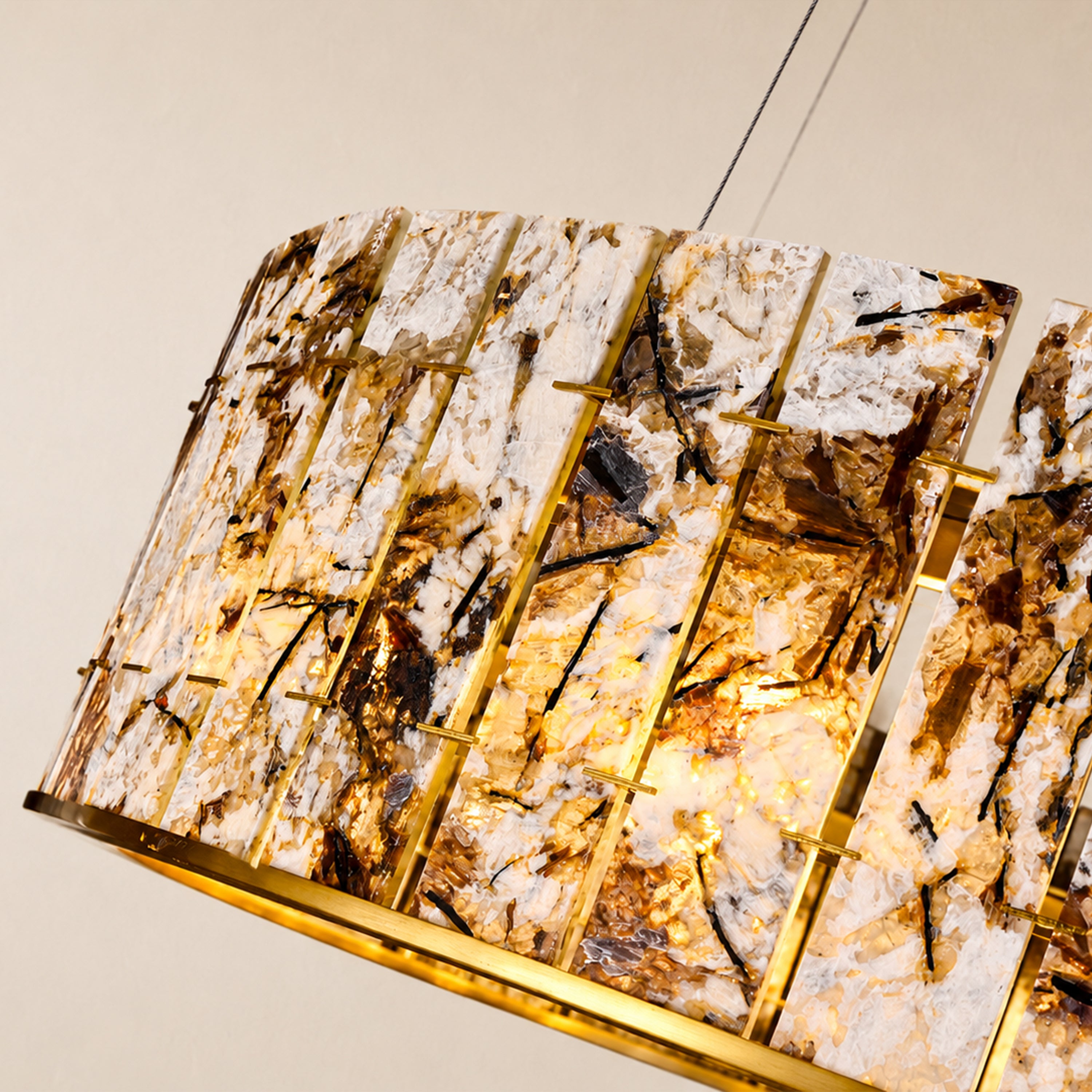 Pietra Amber Marble Round Chandelier 23.6"D