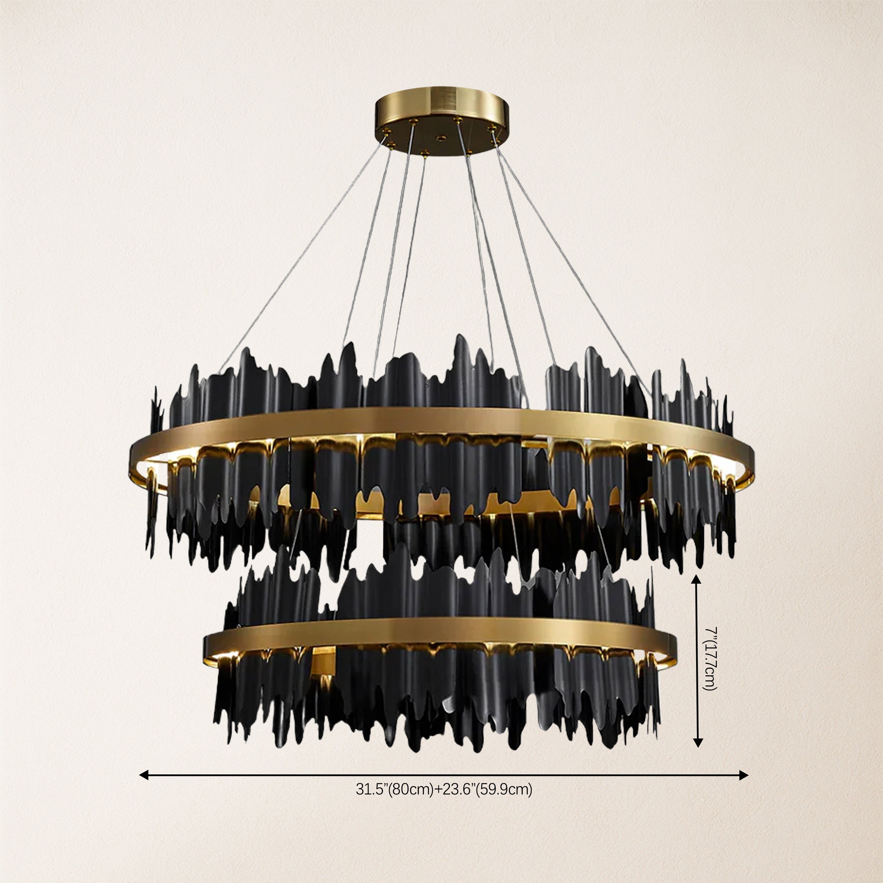 Arctira Metal Iceberg 2 Tiered Round Chandelier 80cm D