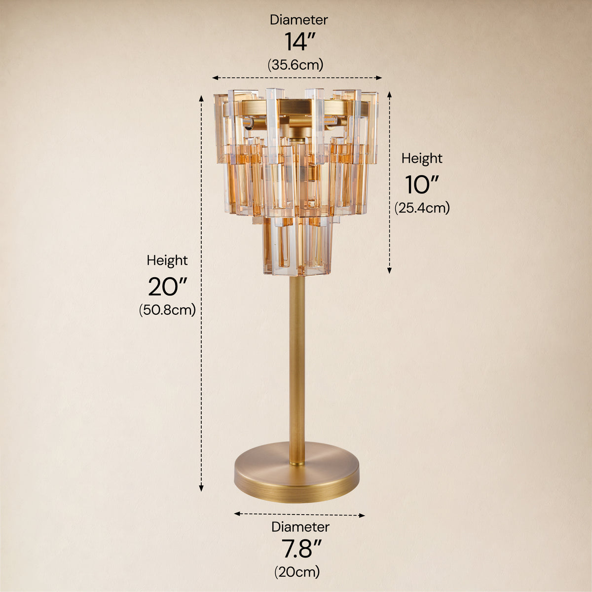 Cirelle Crystal Rectangular Table Lamp 20"H