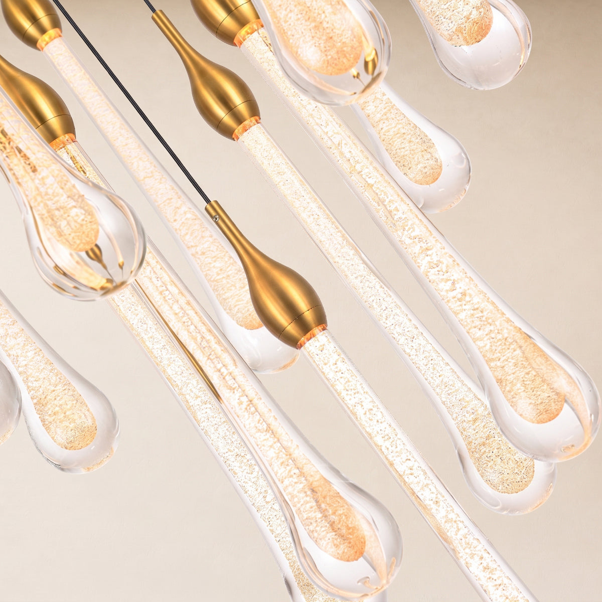 Olivene Glass Teardrop Round Chandelier 4.7"D