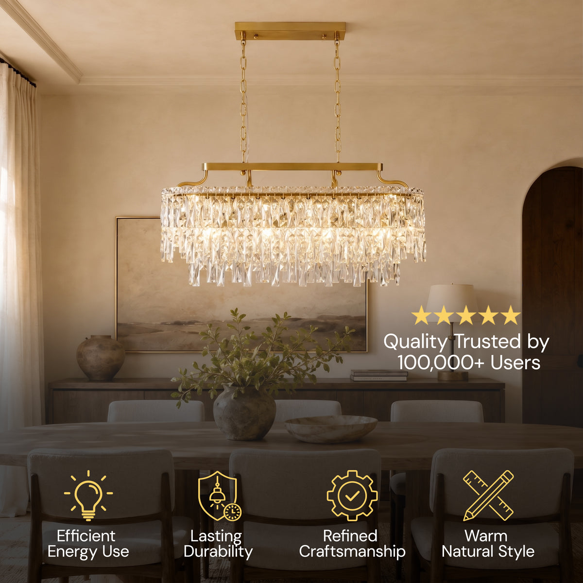 Lucentra Crystal Linear Chandelier 31"W