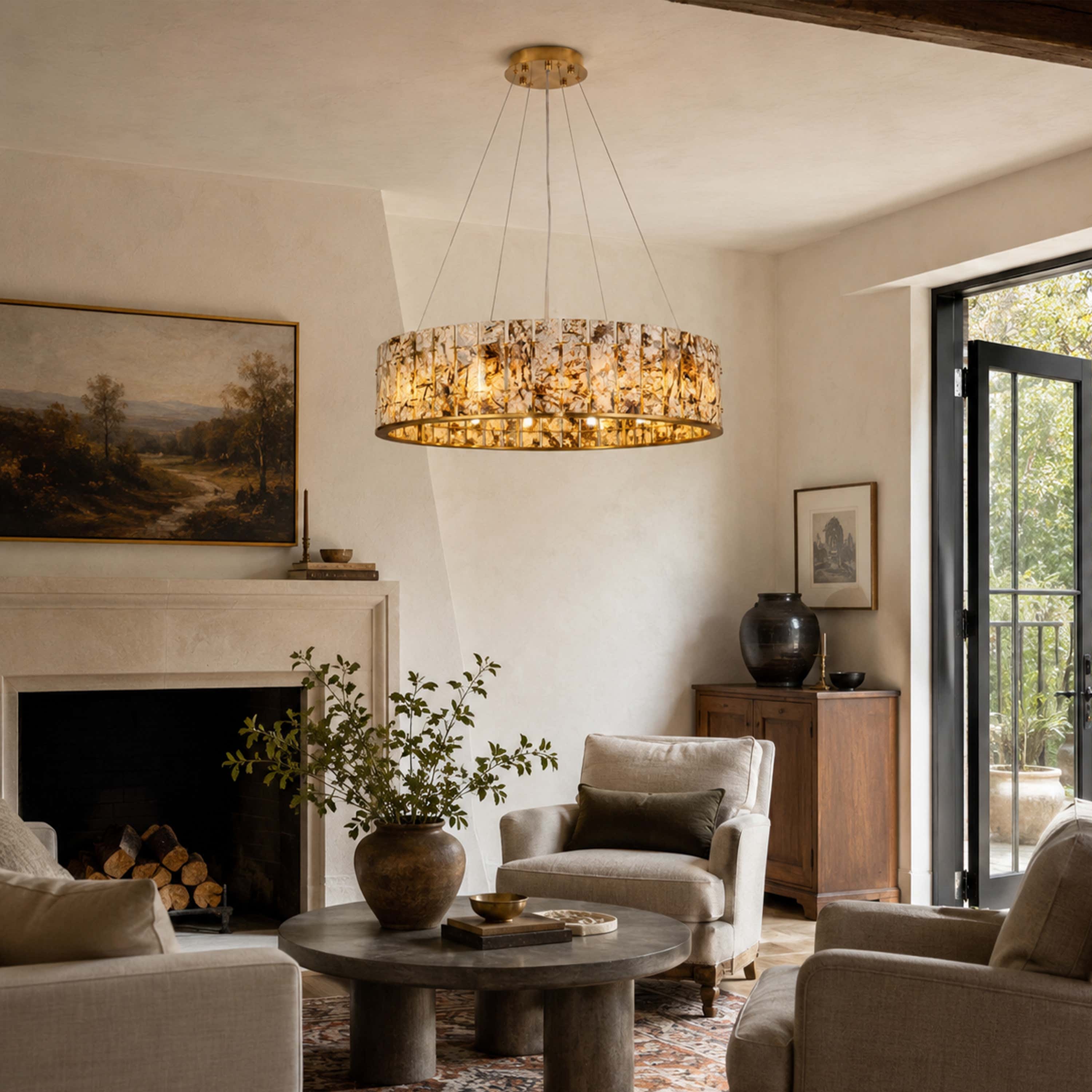 Pietra Marble Round Chandelier 23.6"D