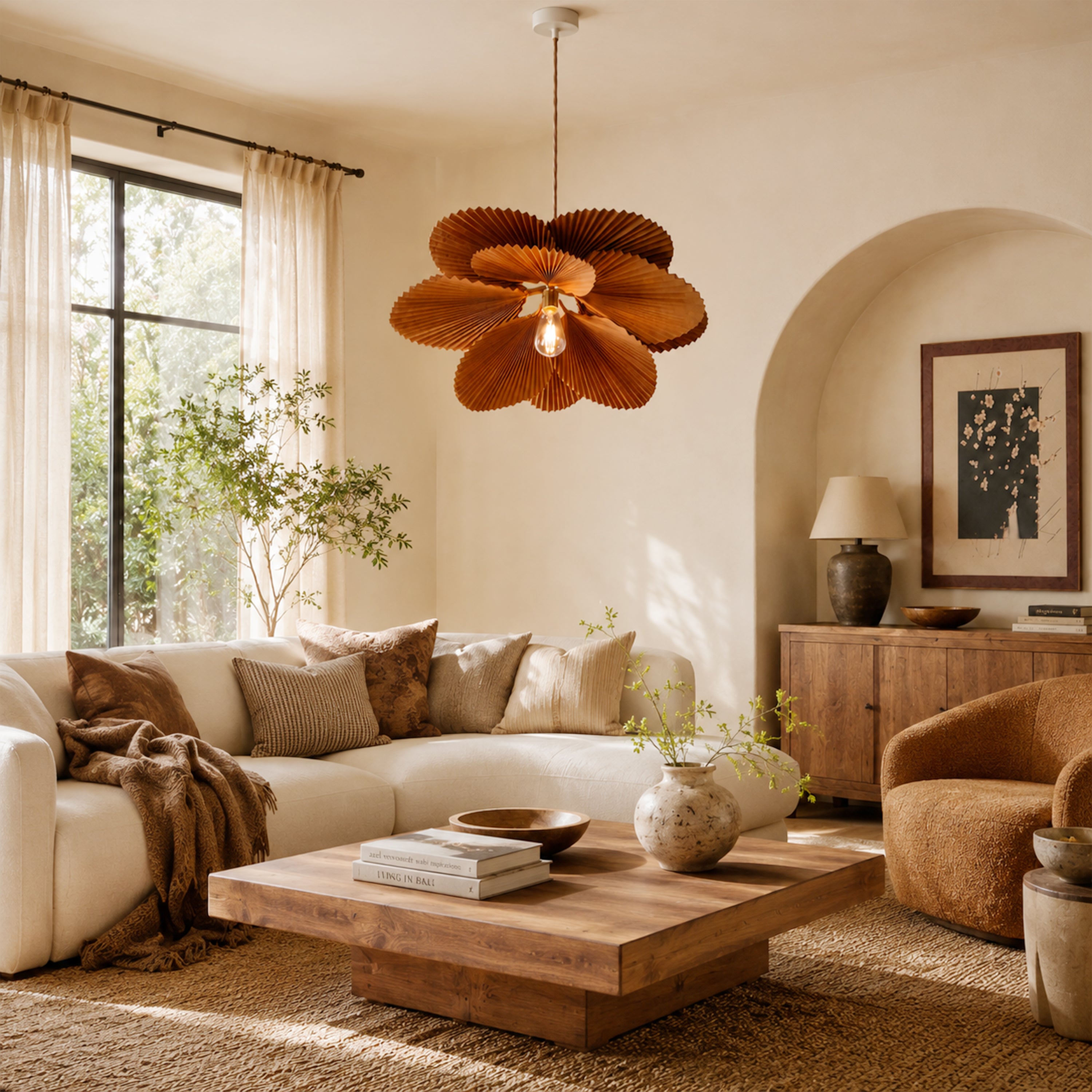 Calanthe Pleated Lotus Pendant Light