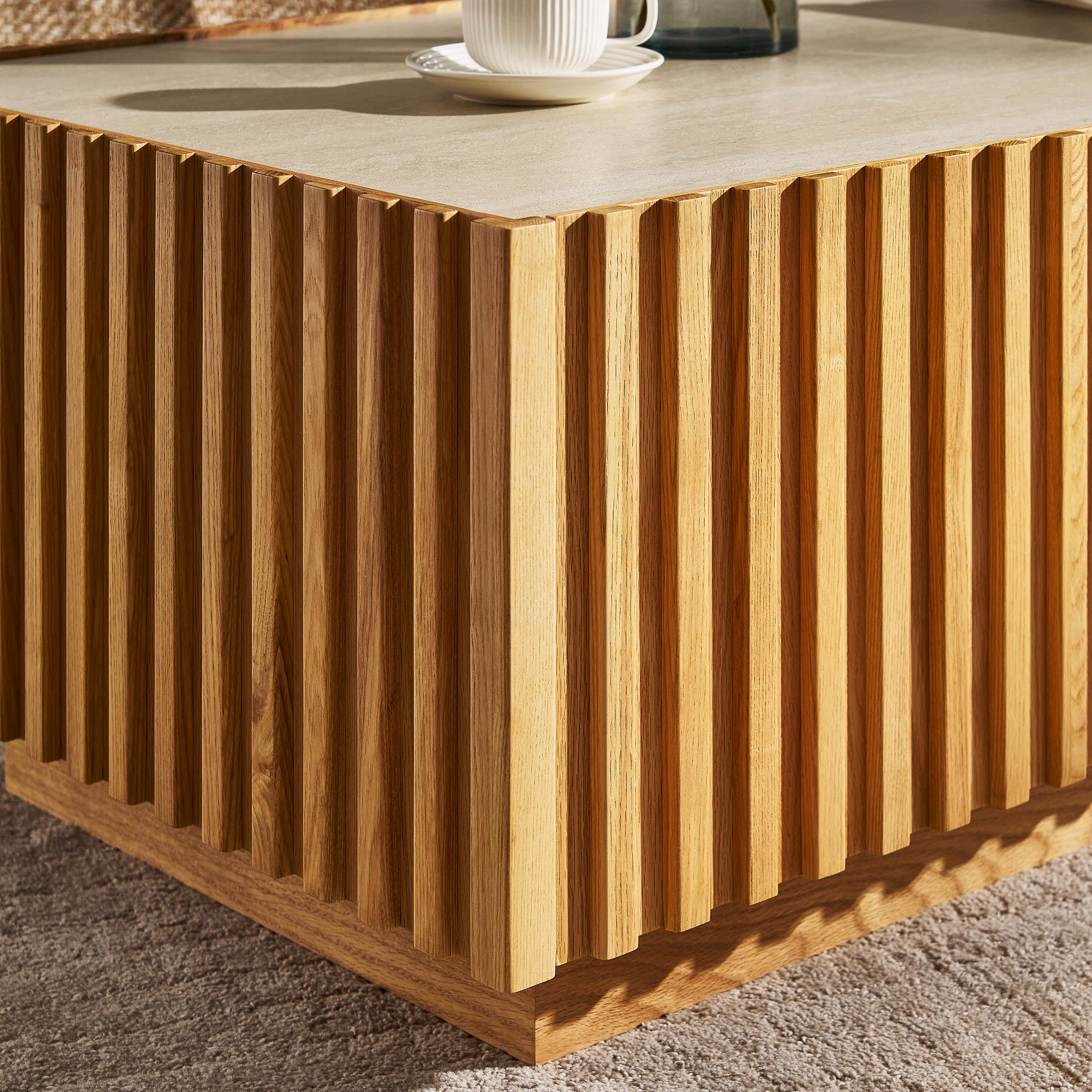 Isla Oak Sintered Stone Rectangle Coffee Table 120cm