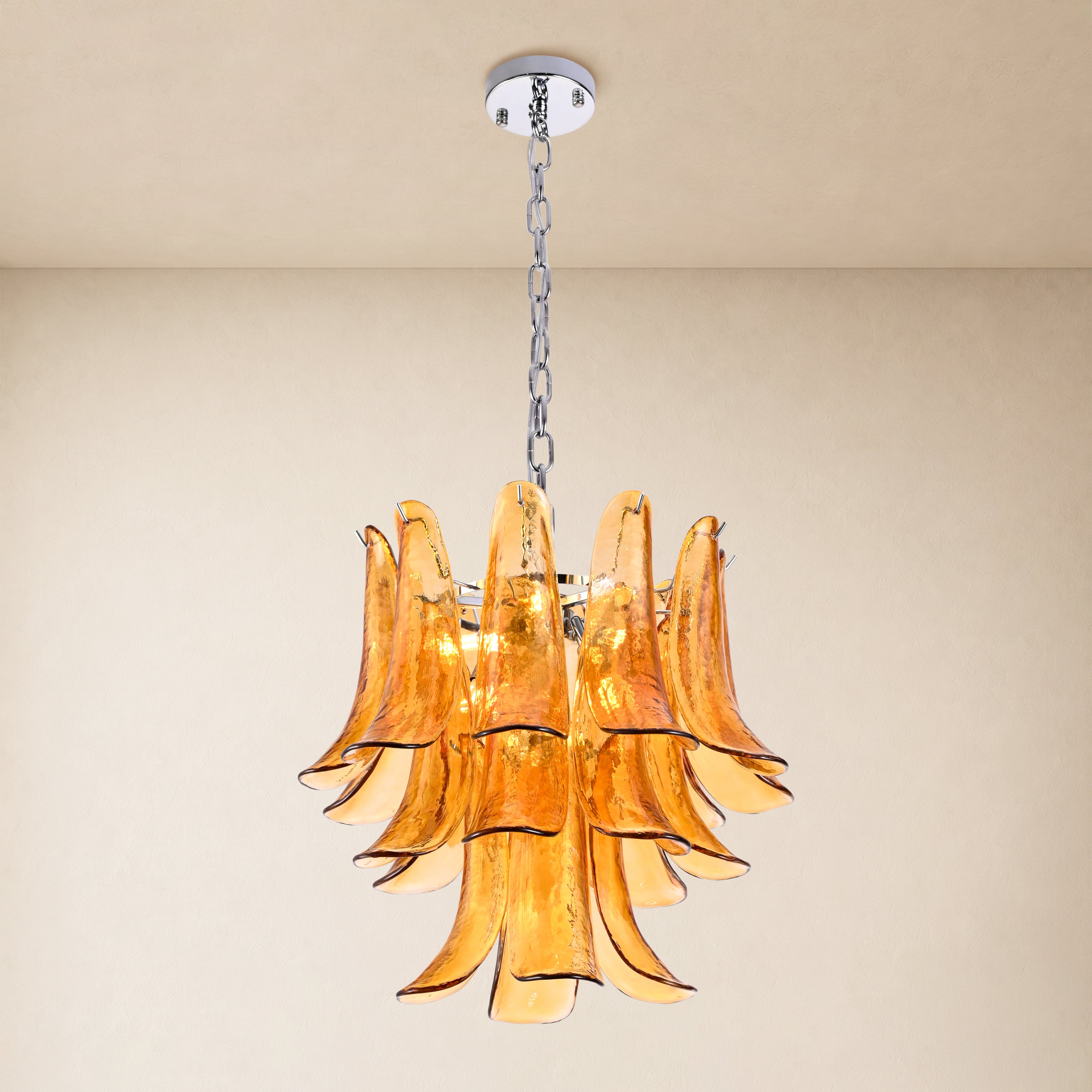 Nivelle Textured Glass Petal Chandelier 19.6"D