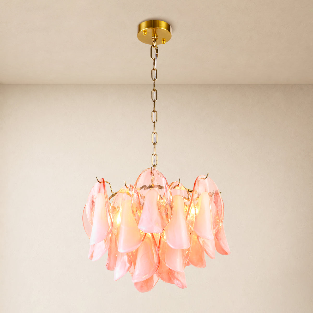 Nivelle Textured Glass Petal Chandelier 19.6"D