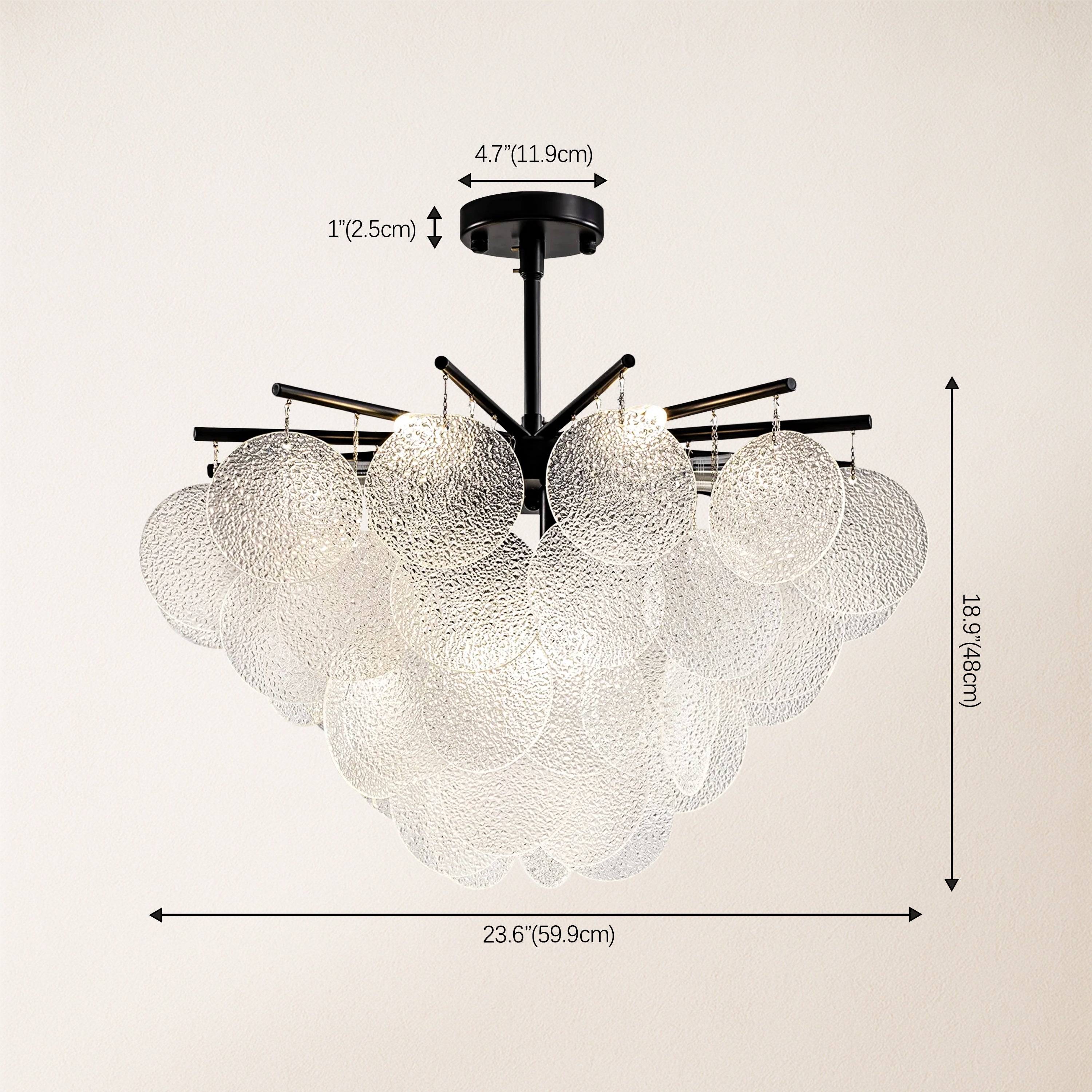 Velmora Glass Disc Tiered Chandelier 60cm D