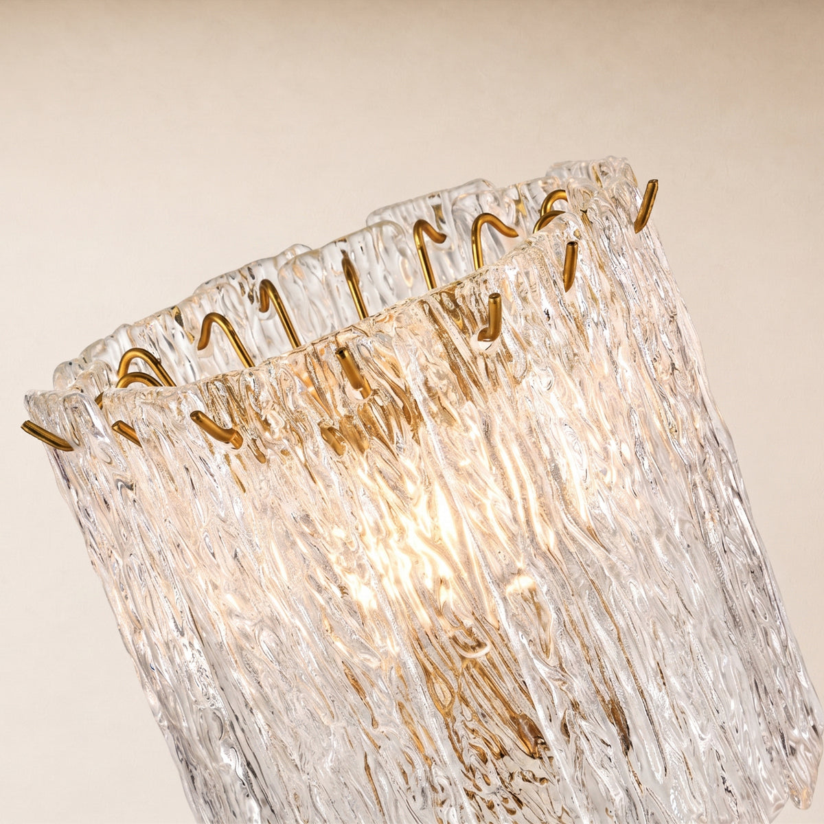 Virelia Textured Glass Drum Table Lamp 10"D