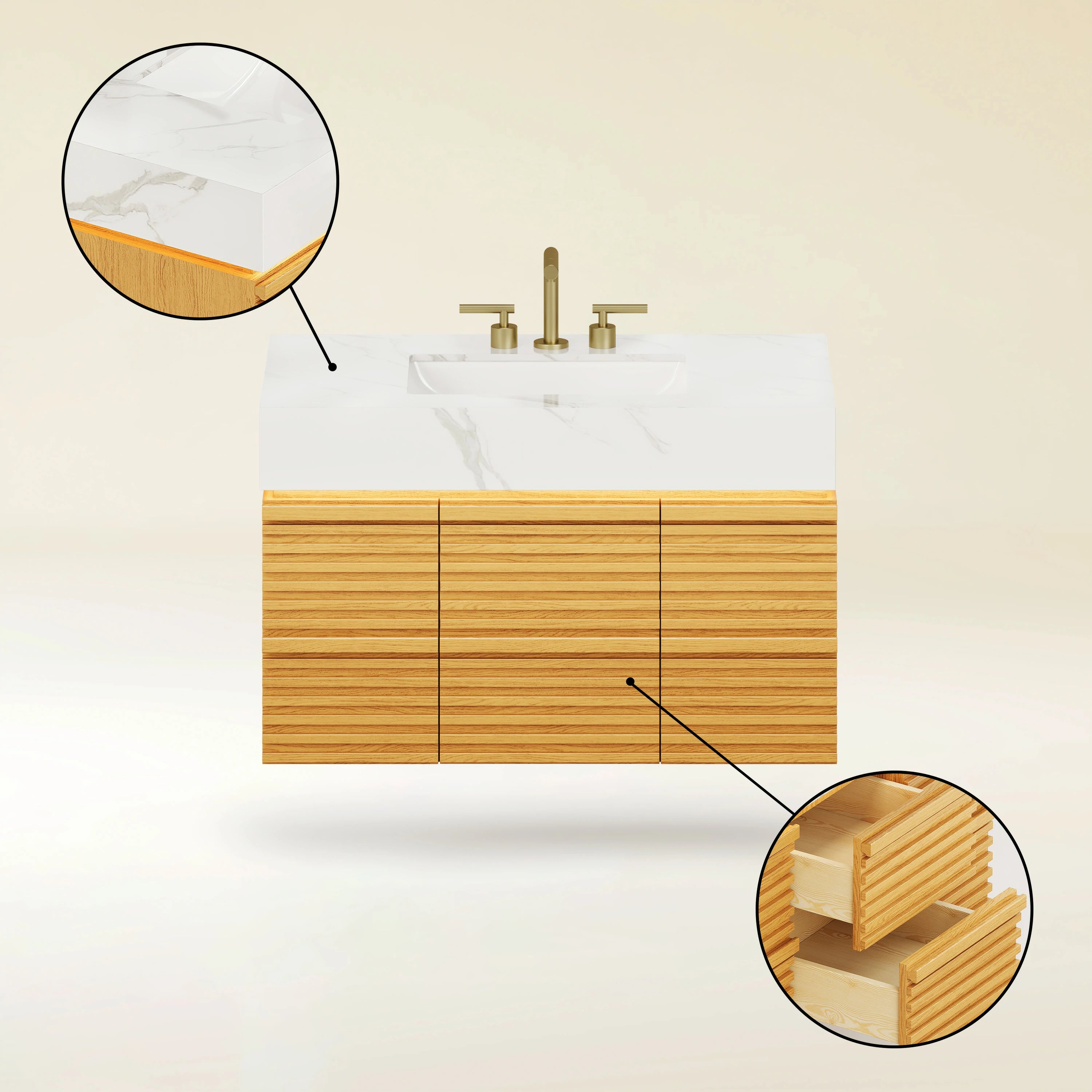 Isla Oak Bathroom Vanity 91cm W