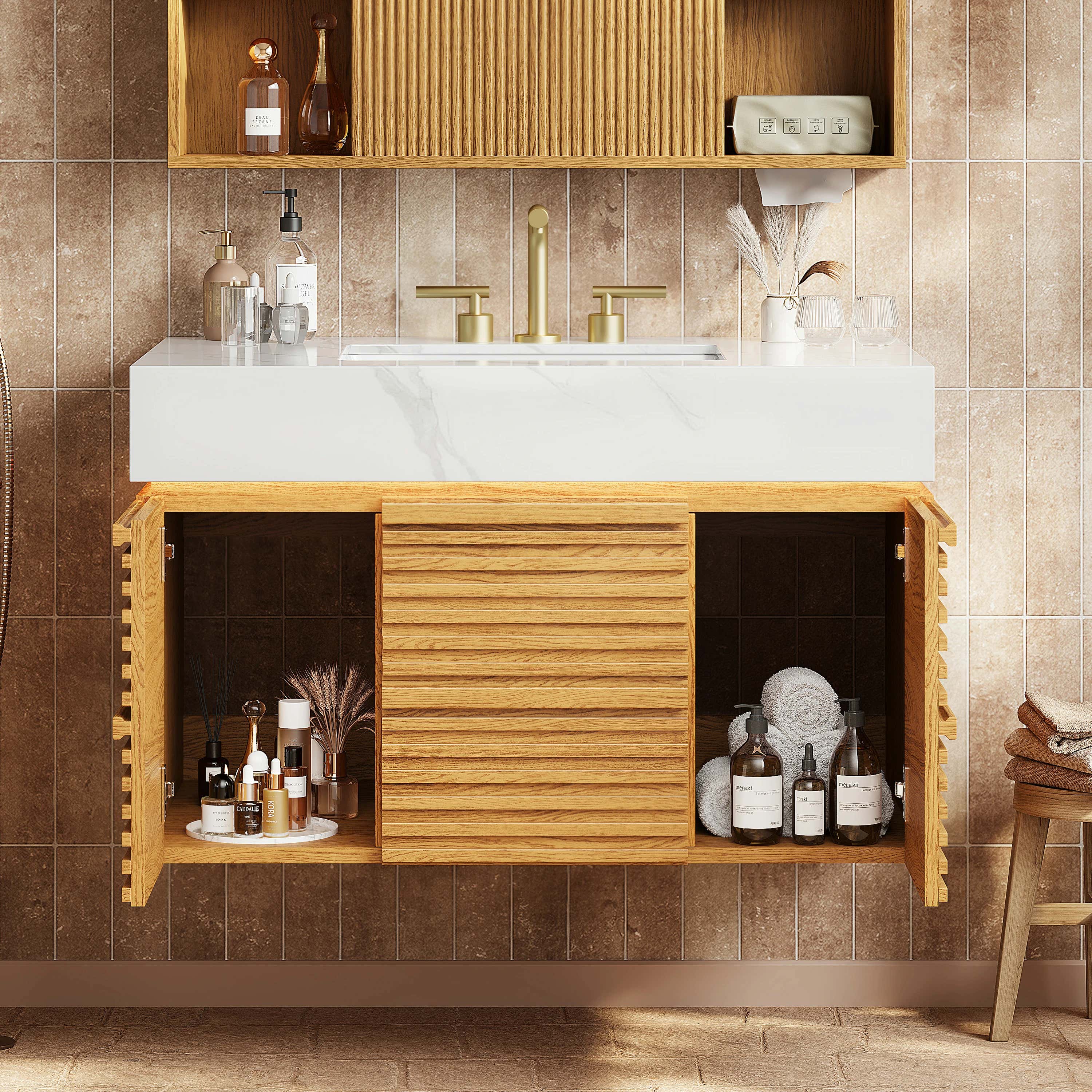 Isla Oak Bathroom Vanity 91cm W