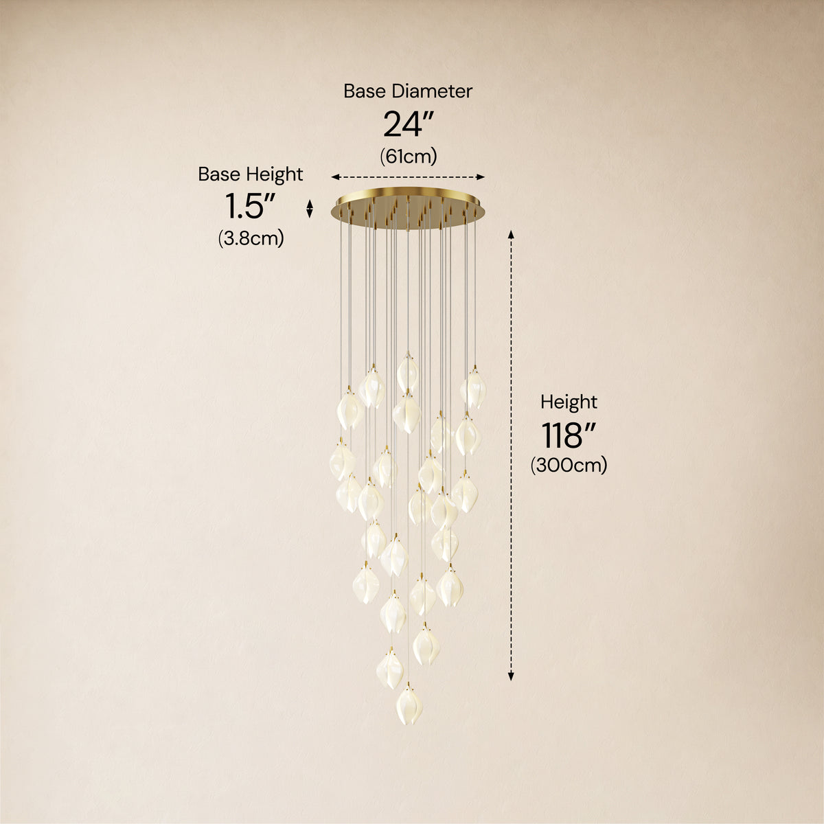 Veylune Ceramic Flower Cluster Chandelier 8"-48"D