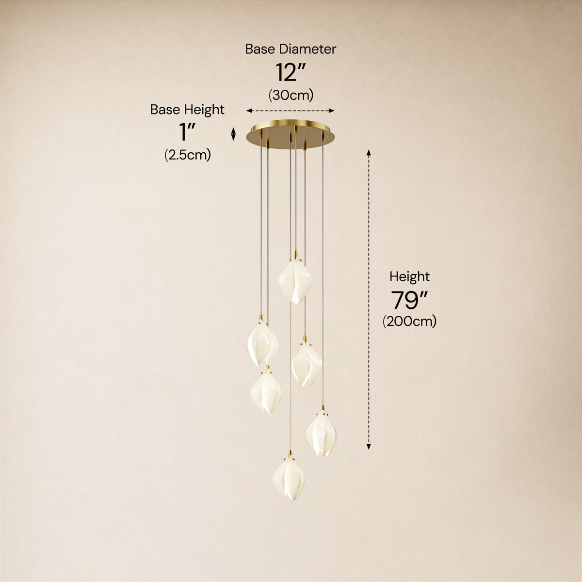 Veylune Ceramic Flower Cluster Chandelier 8"-48"D