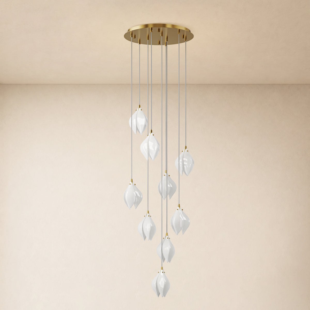 Veylune Ceramic Flower Cluster Chandelier 8"-48"D