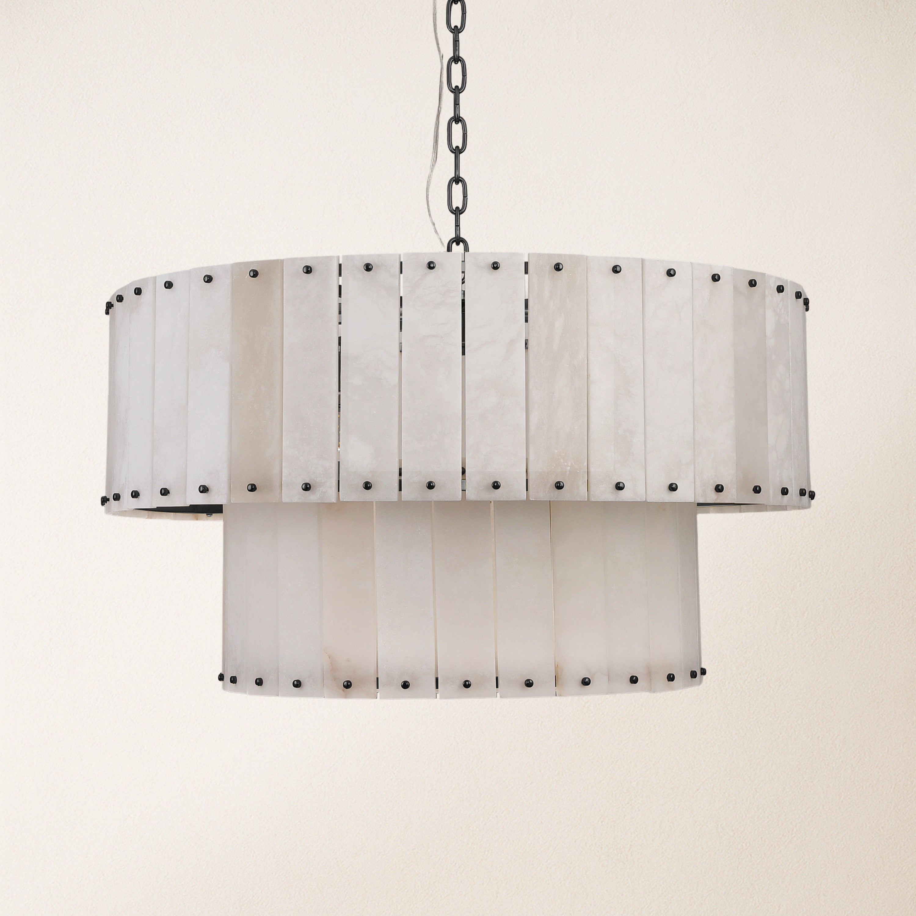 Nivislight Alabaster 2-Tier Round Chandelier 81cm