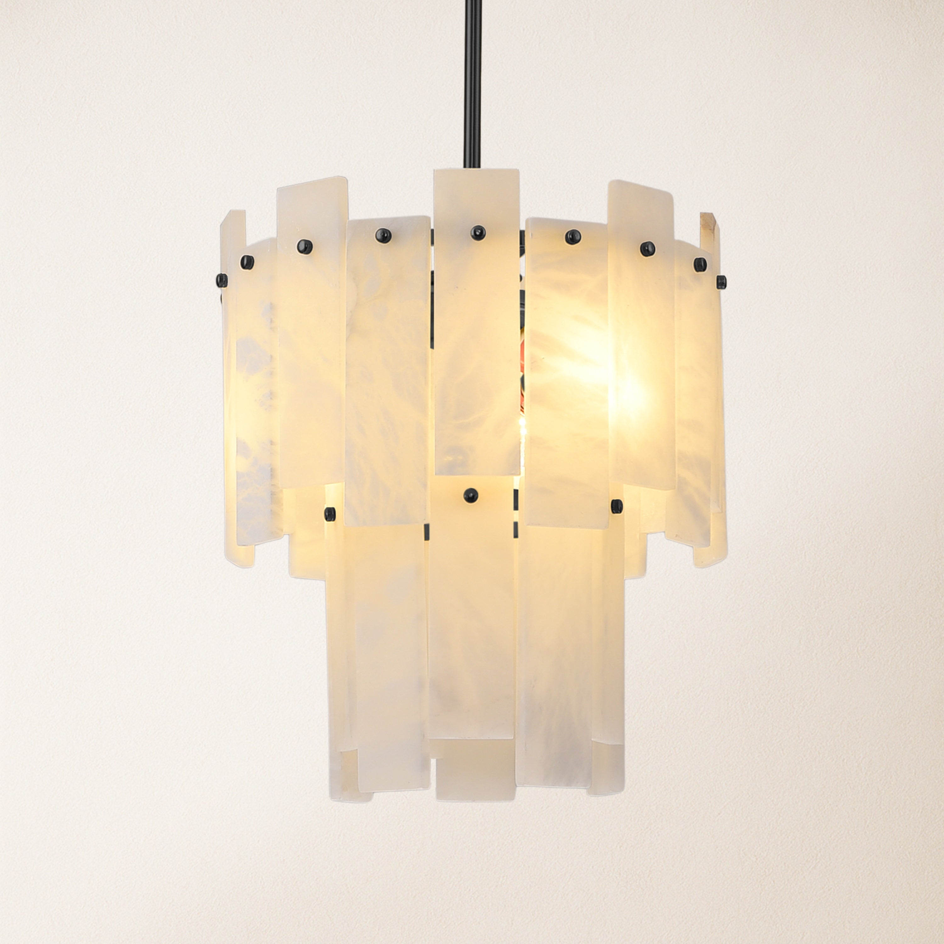 Nivislight Alabaster 2-Tier Round Chandelier 33cm