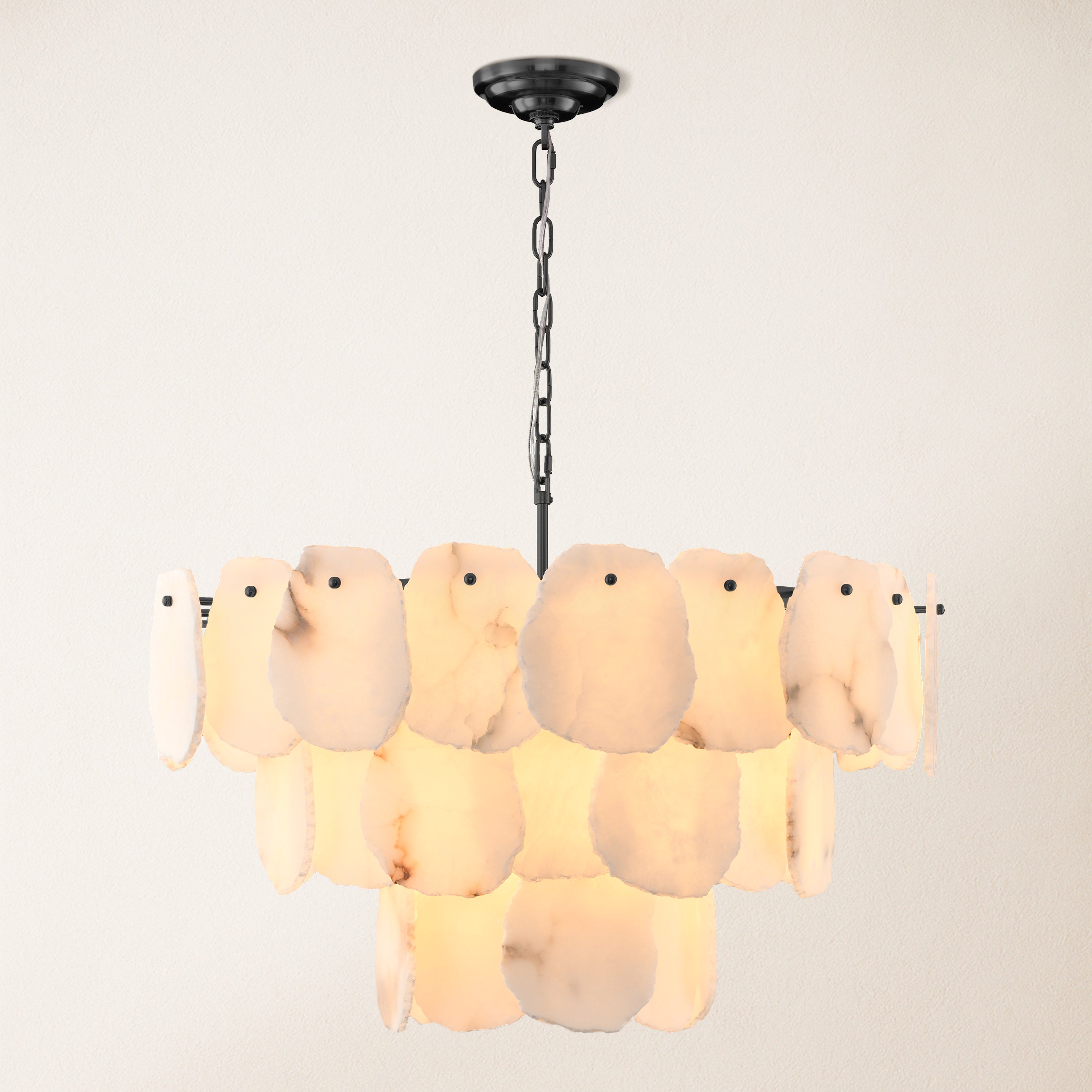 Moira Alabaster Multi-Tier Round Chandelier 81cm D