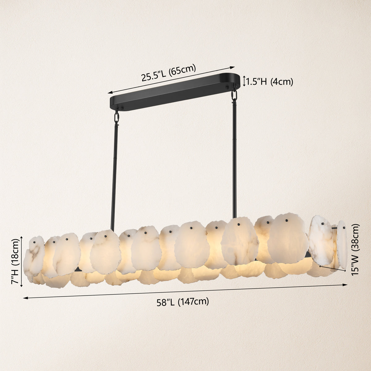 Moira Alabaster Oval Chandelier 147cm W