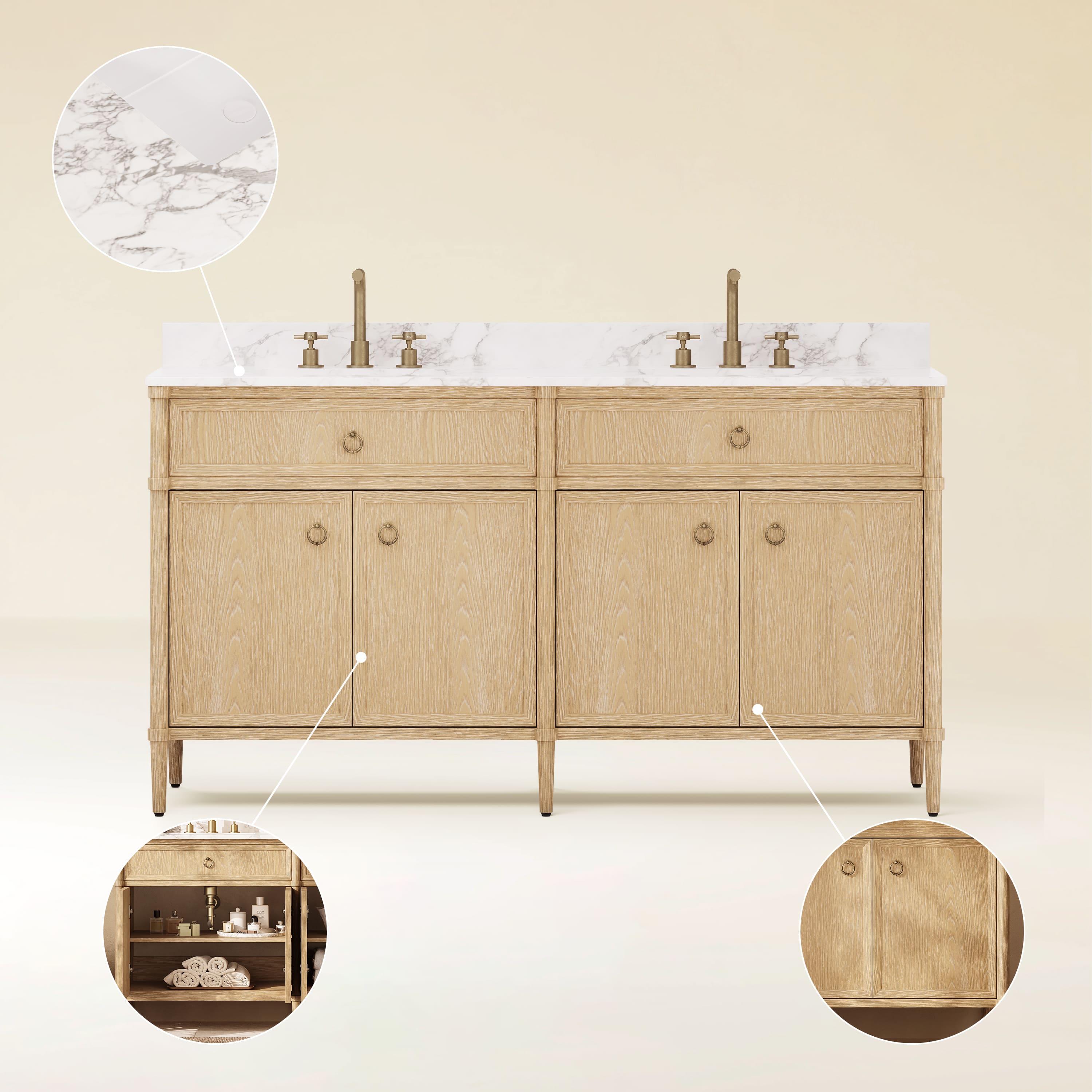 Maison Double Bathroom Vanity 63"W