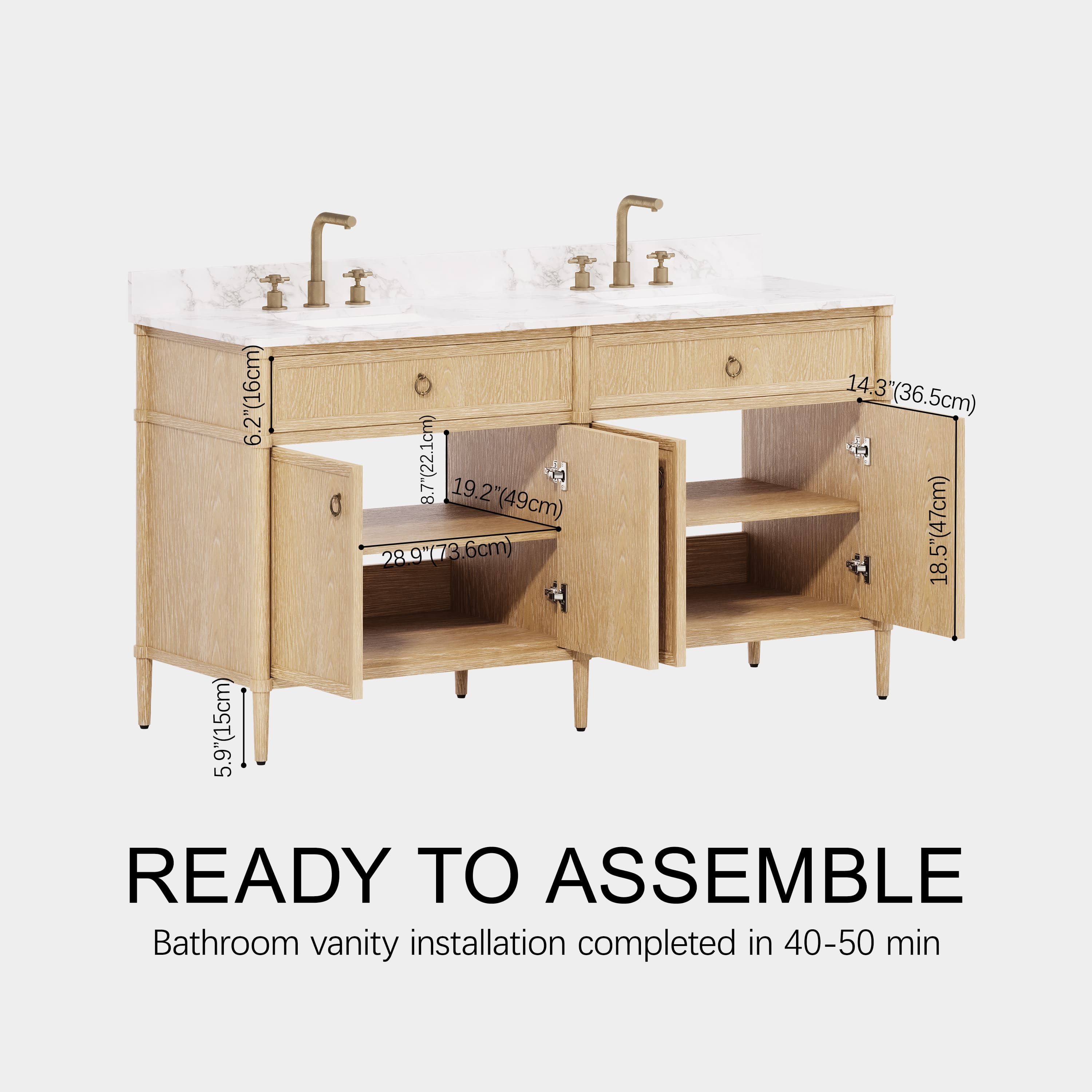 Maison Double Bathroom Vanity 63"W