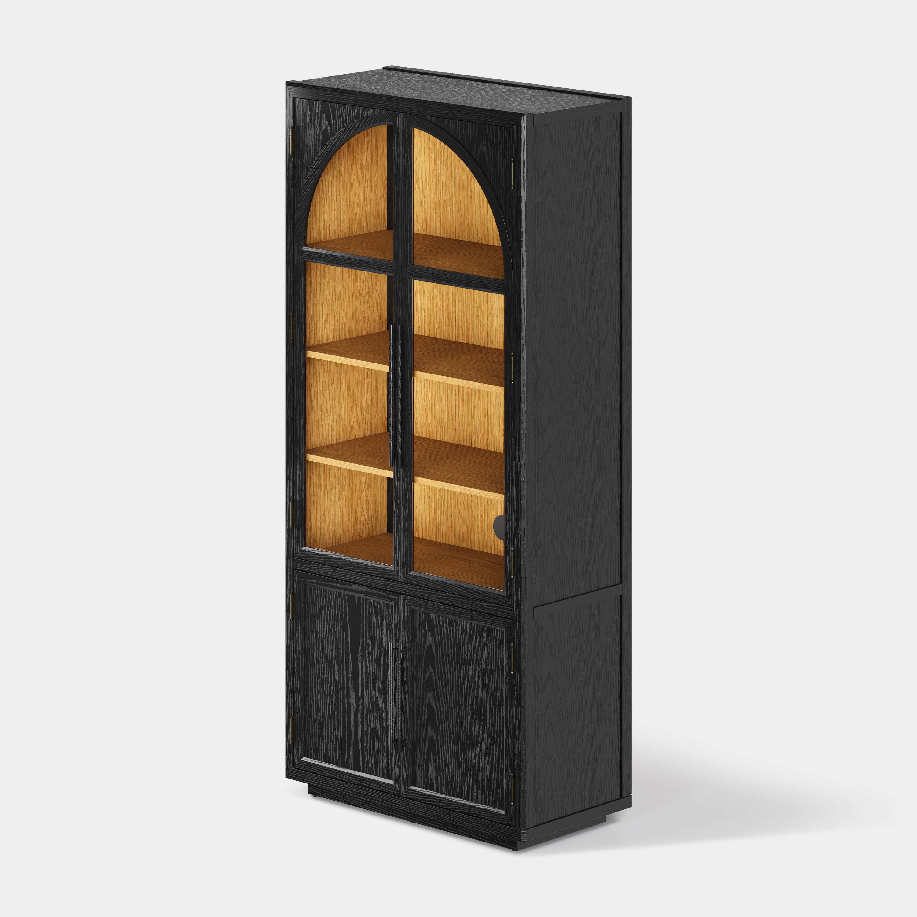 Aurae Arched Bookcase with Cabinet 80"H