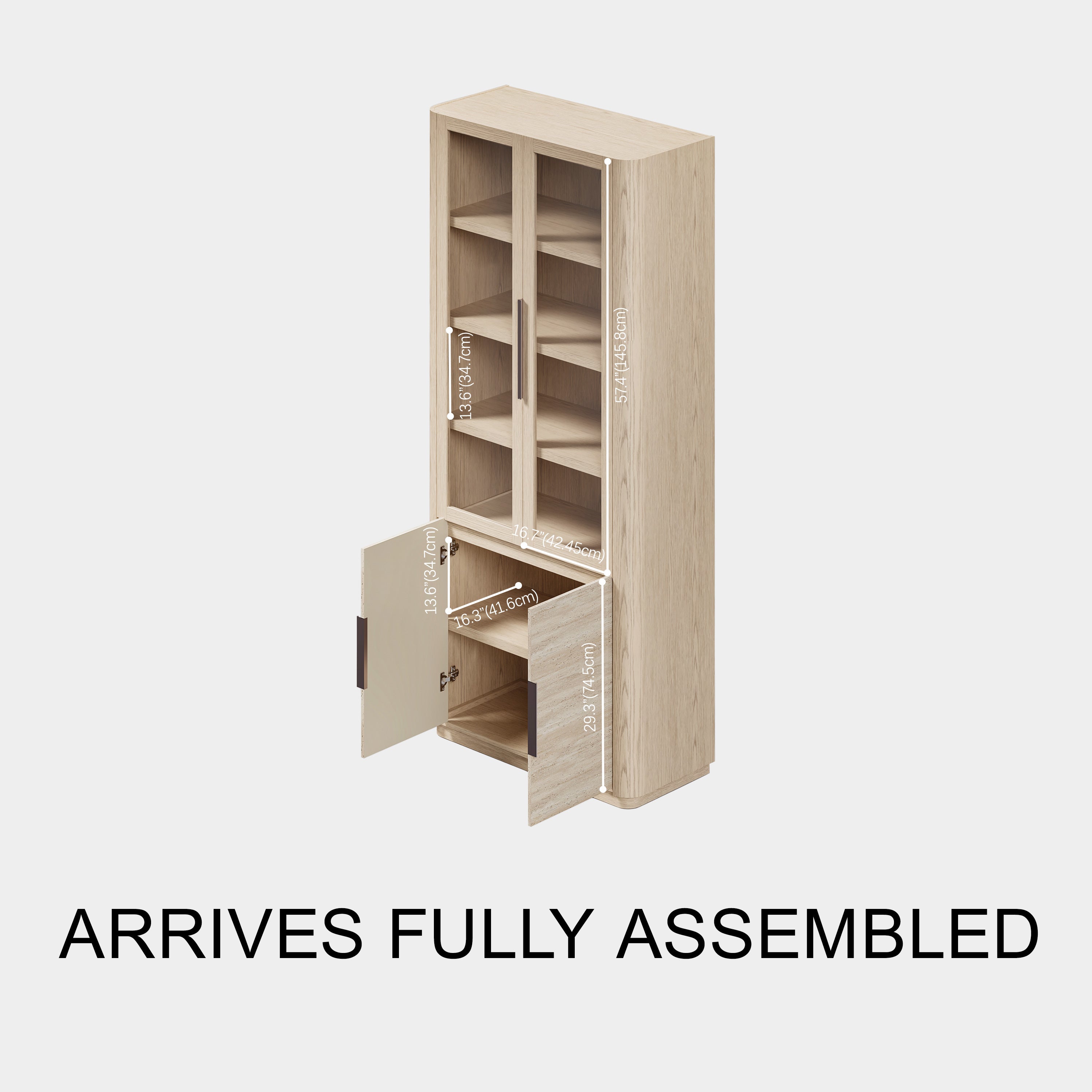 Tivoli Bookcase with Cabinet 89"H