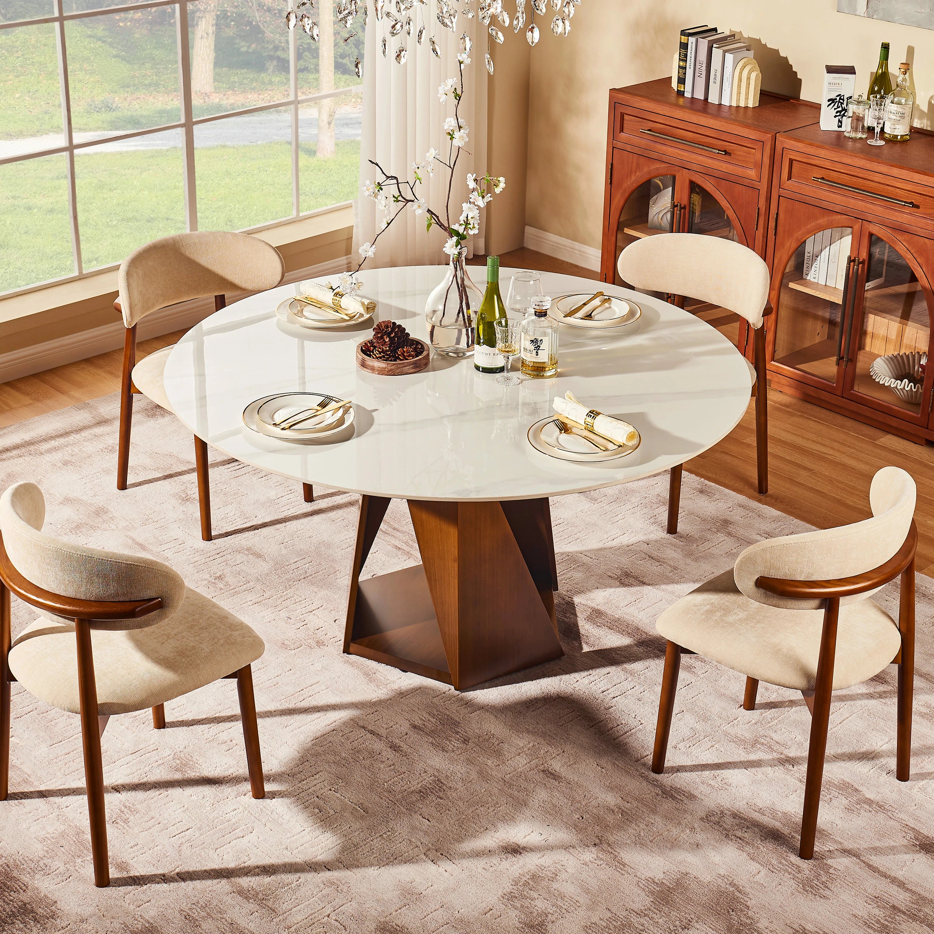 Aurelia Sintered Stone Round Dining Table 59"