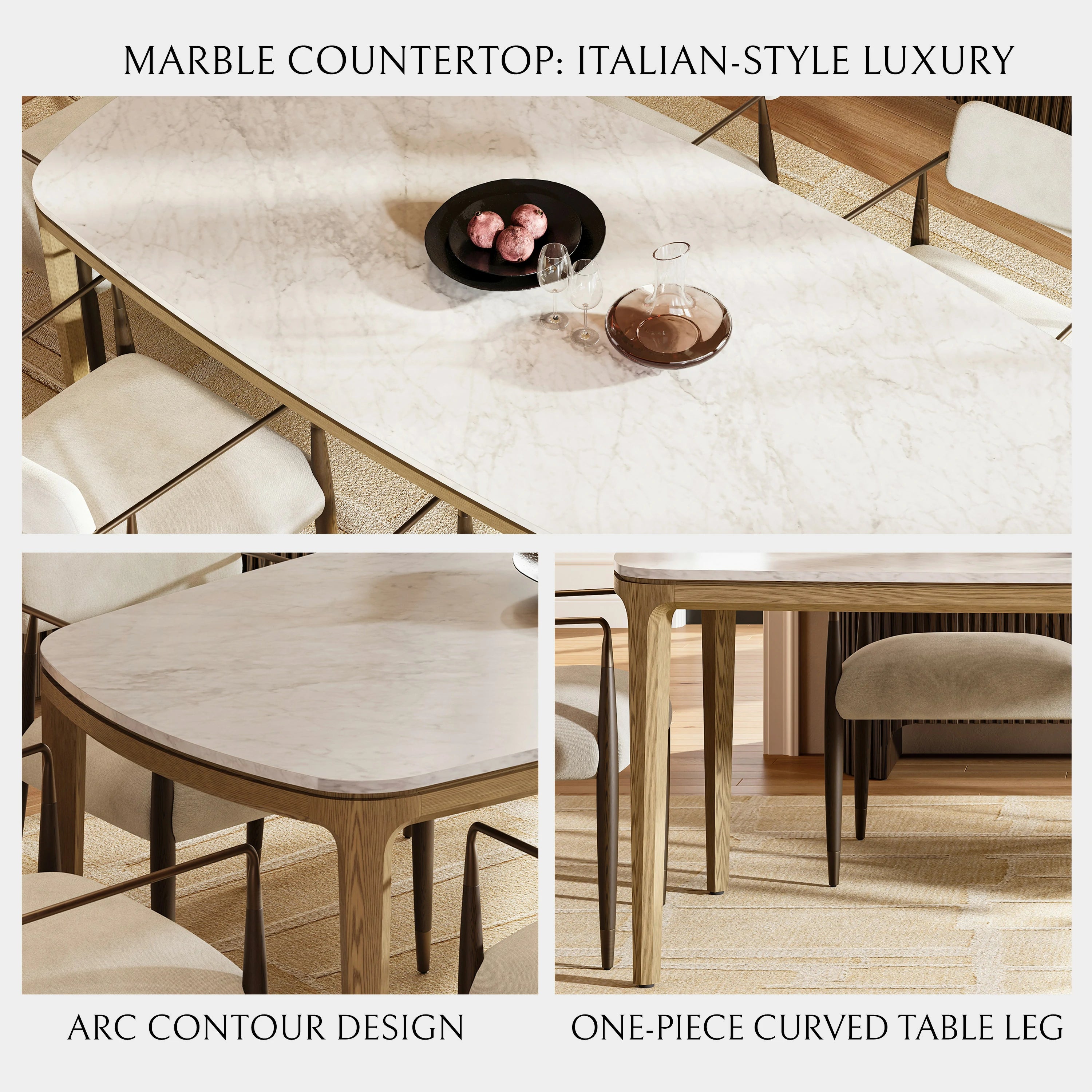 Aris Marble Dining Table 84"
