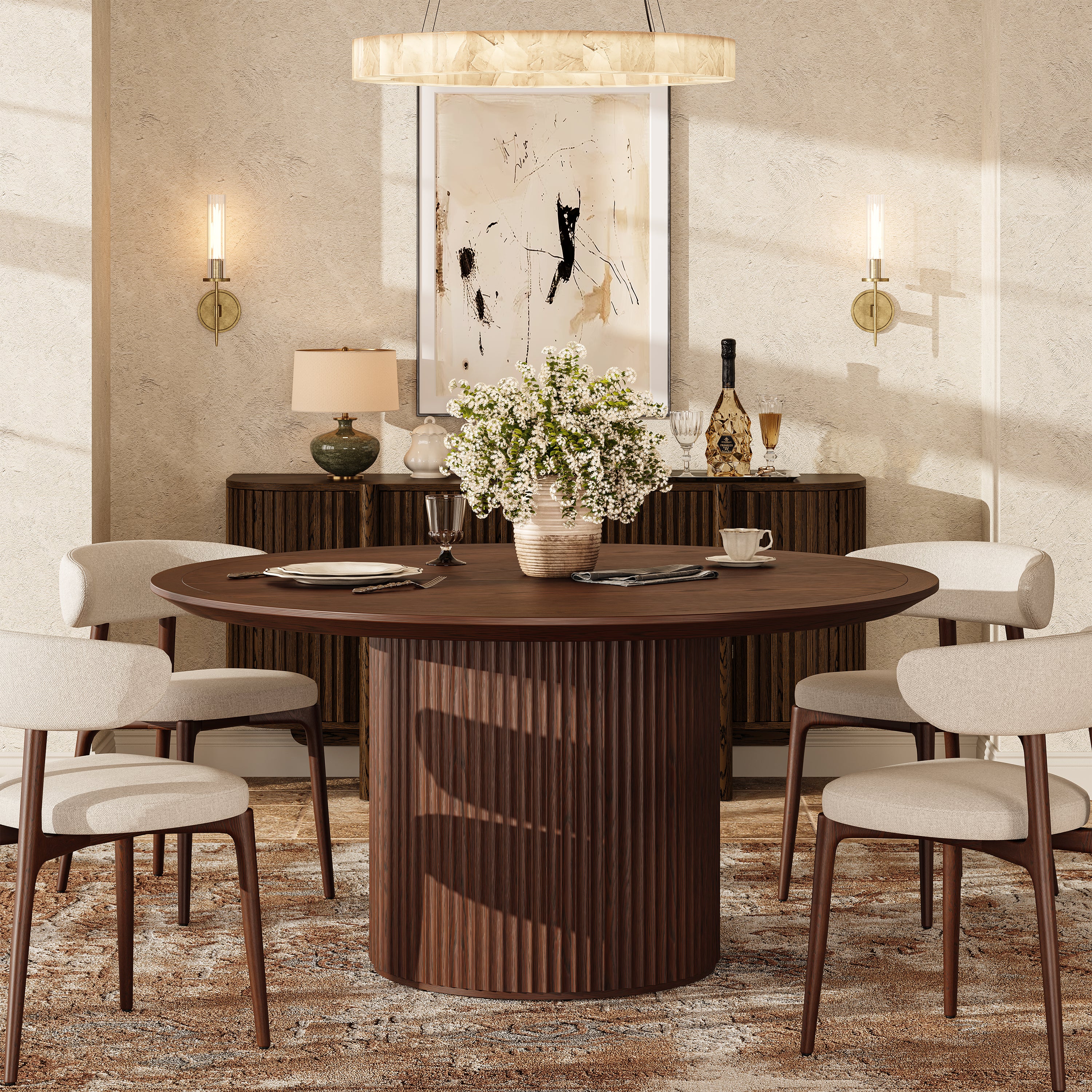 Aurelius Fluted Round Dining Table 60"W