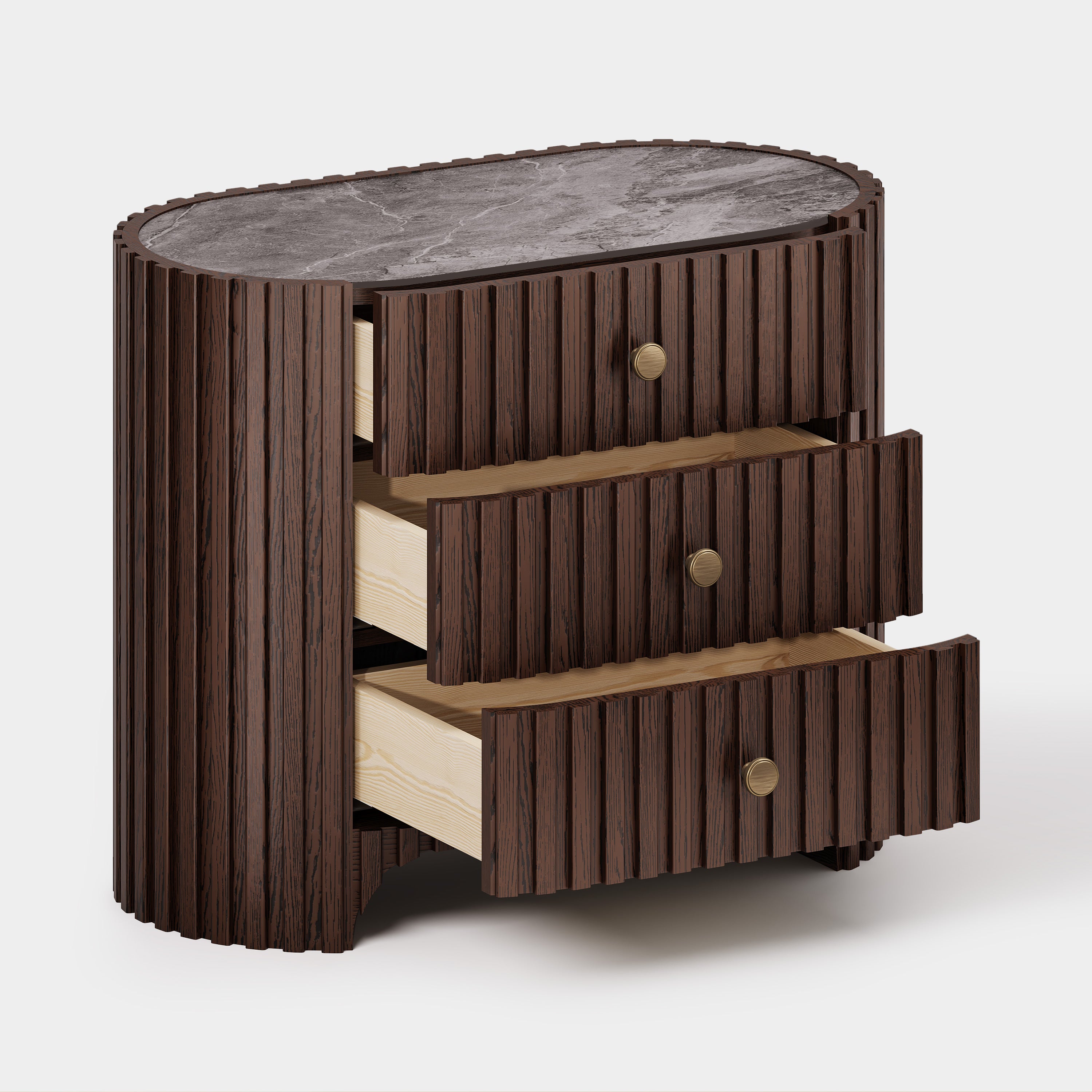Sinclair Fluted Stone Nightstand 30"W