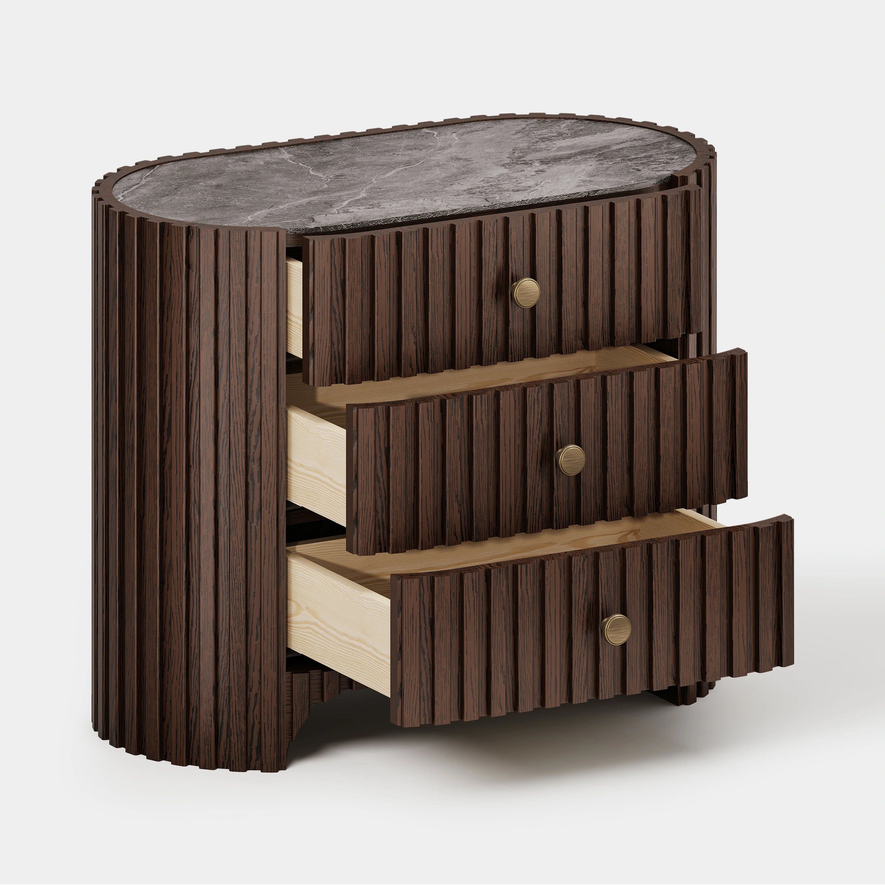 Sinclair Fluted Stone Nightstand