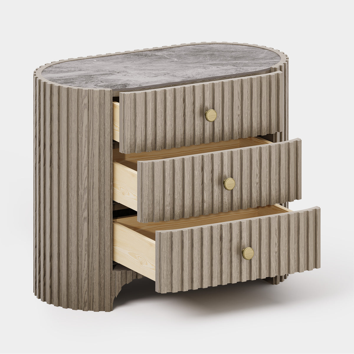 Sinclair Fluted Stone Nightstand 30"W