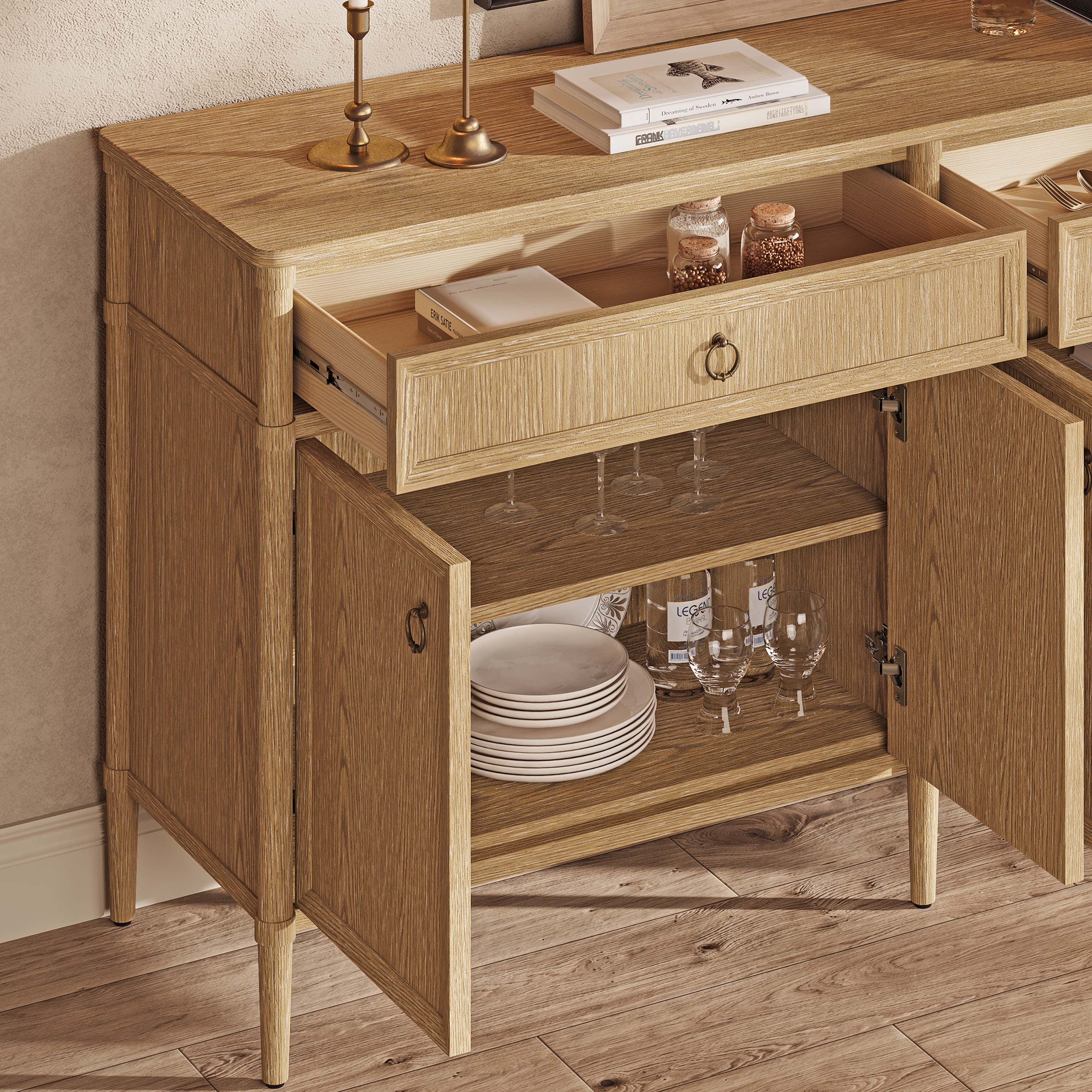 Maison Oak Finish 4-Door 2-Drawer Sideboard