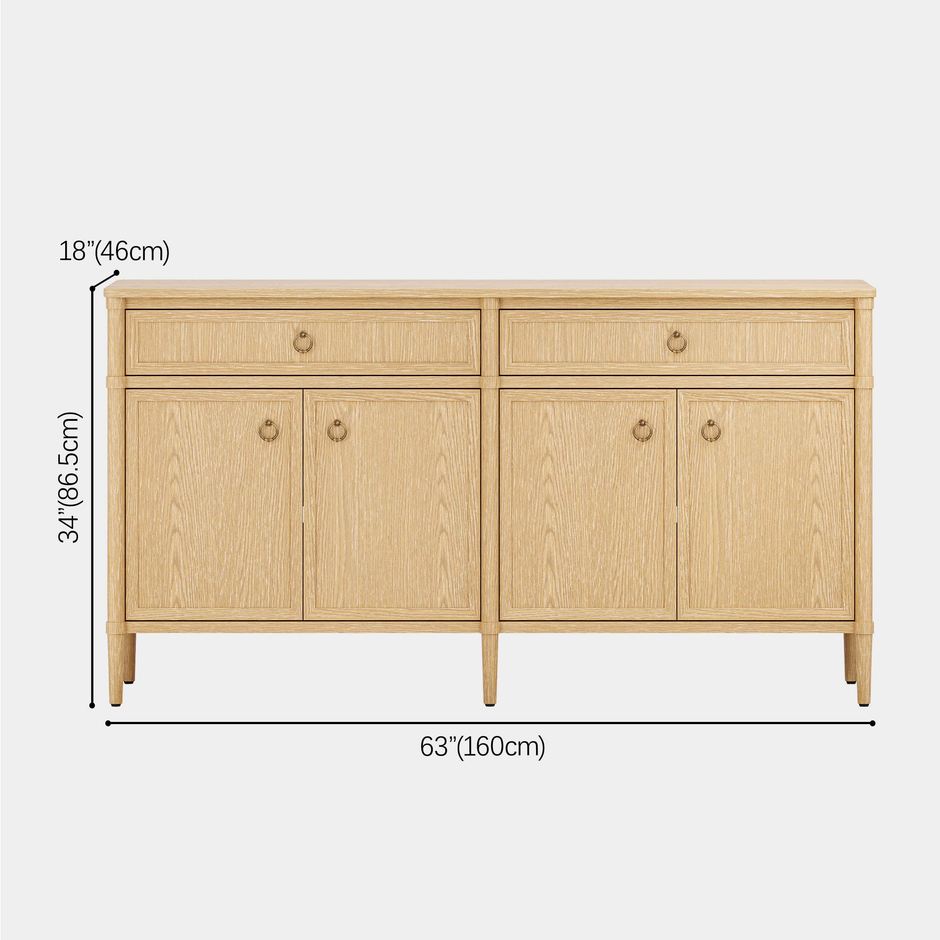 Alden Oak Finish 4-Door 2-Drawer Sideboard