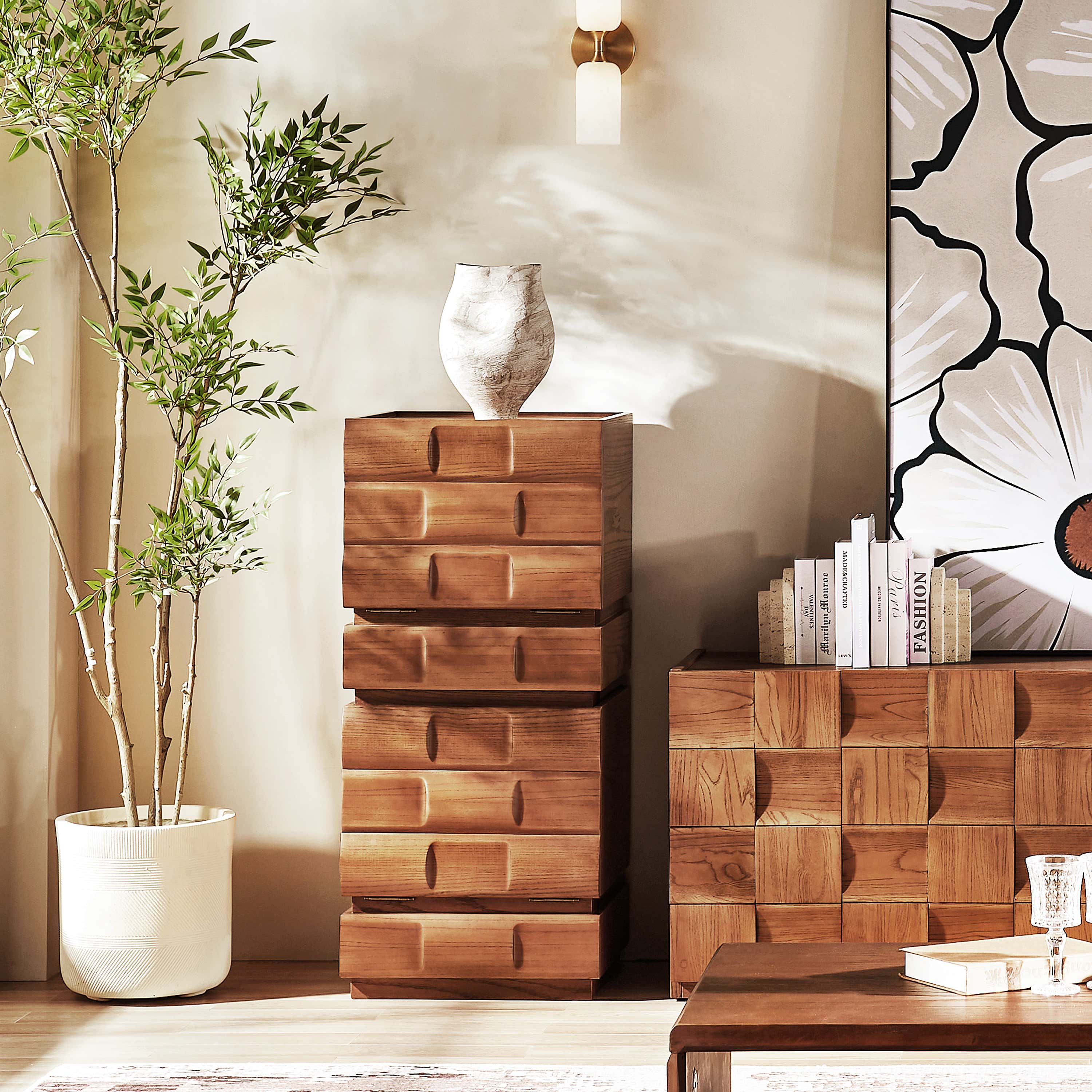 Terra Cube Emboss Cabinet(set of 2)