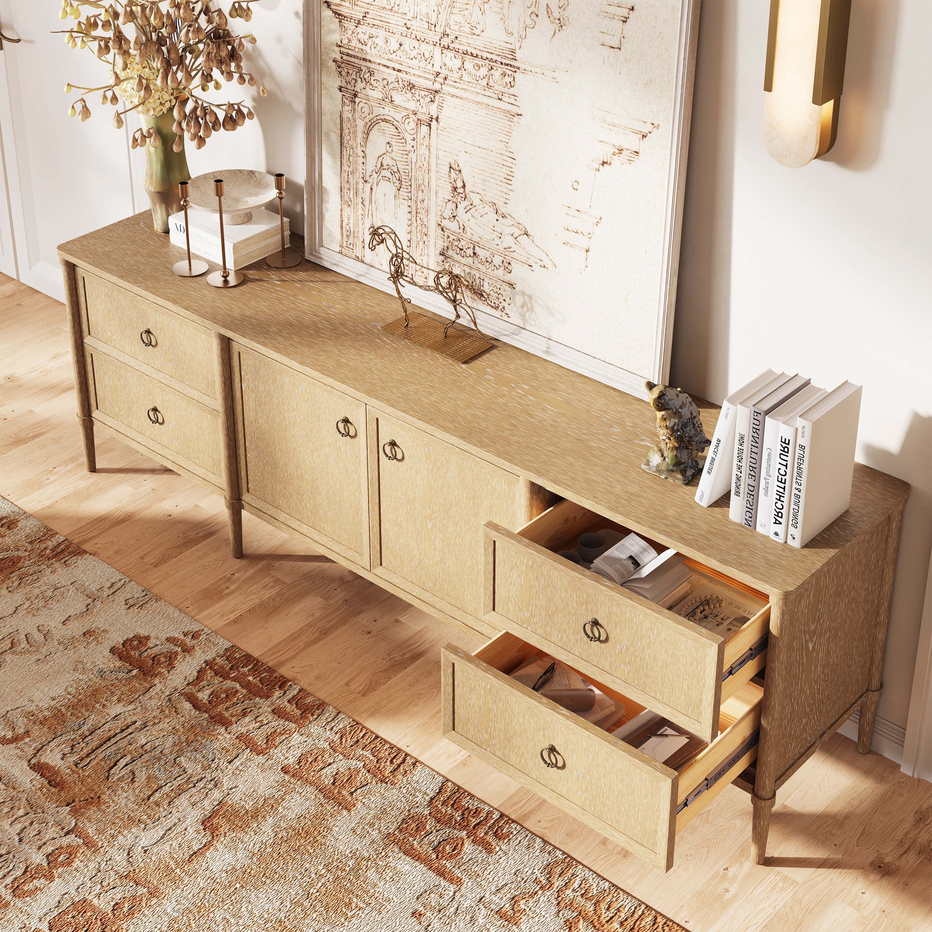 Maison Oak Media Console 84"