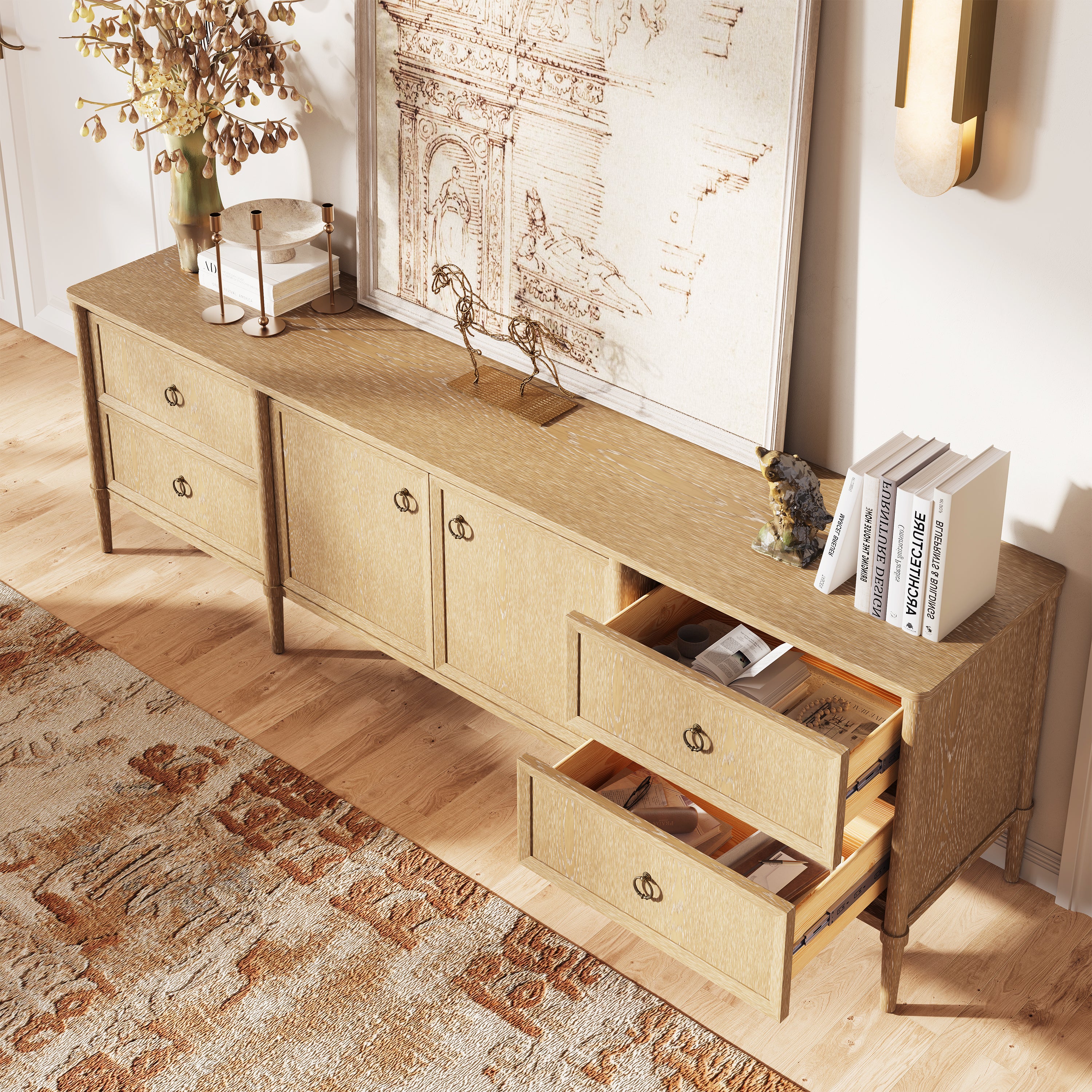 Maison Oak Media Console 84"