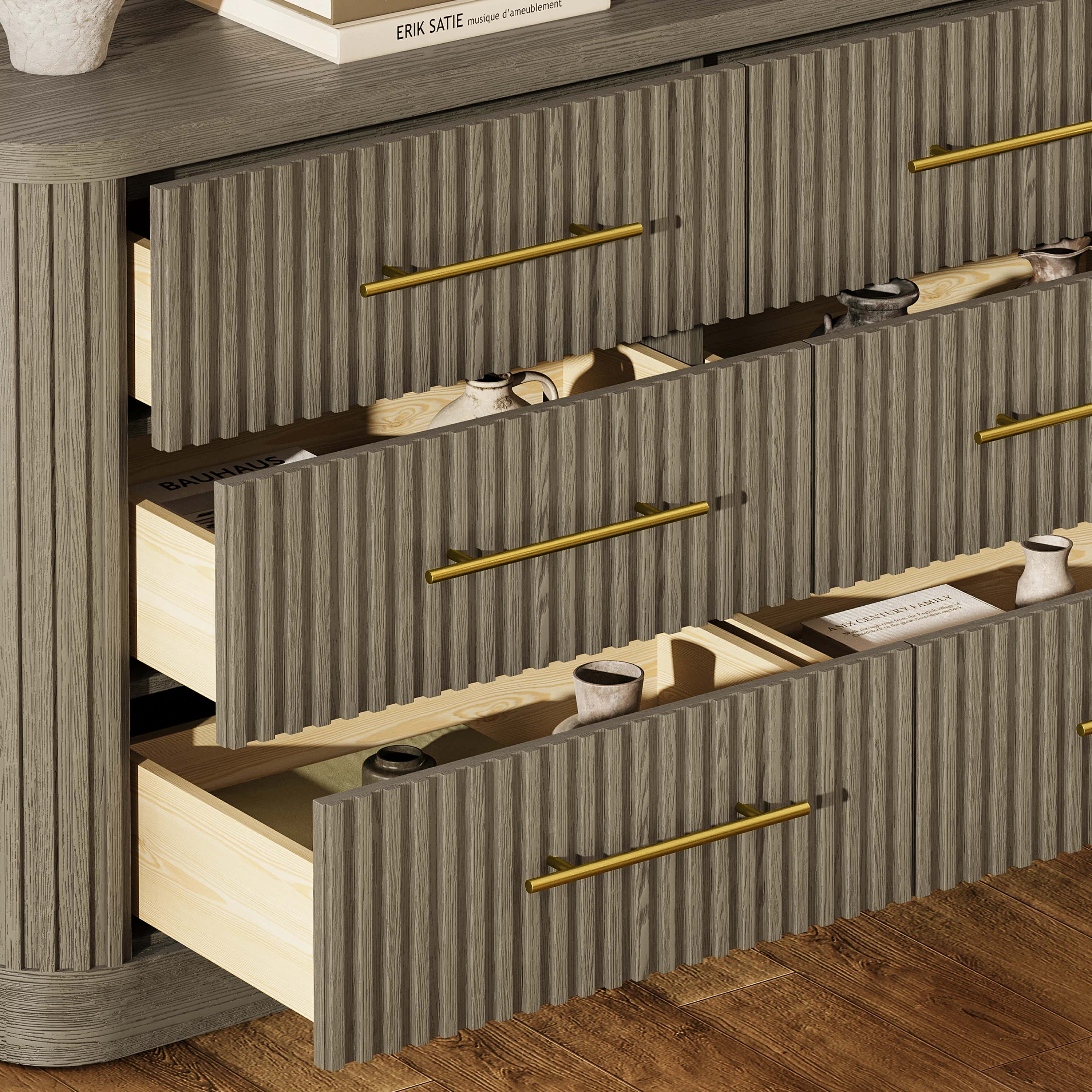 Sinclair Fluted 6-Drawer Chest 60"W