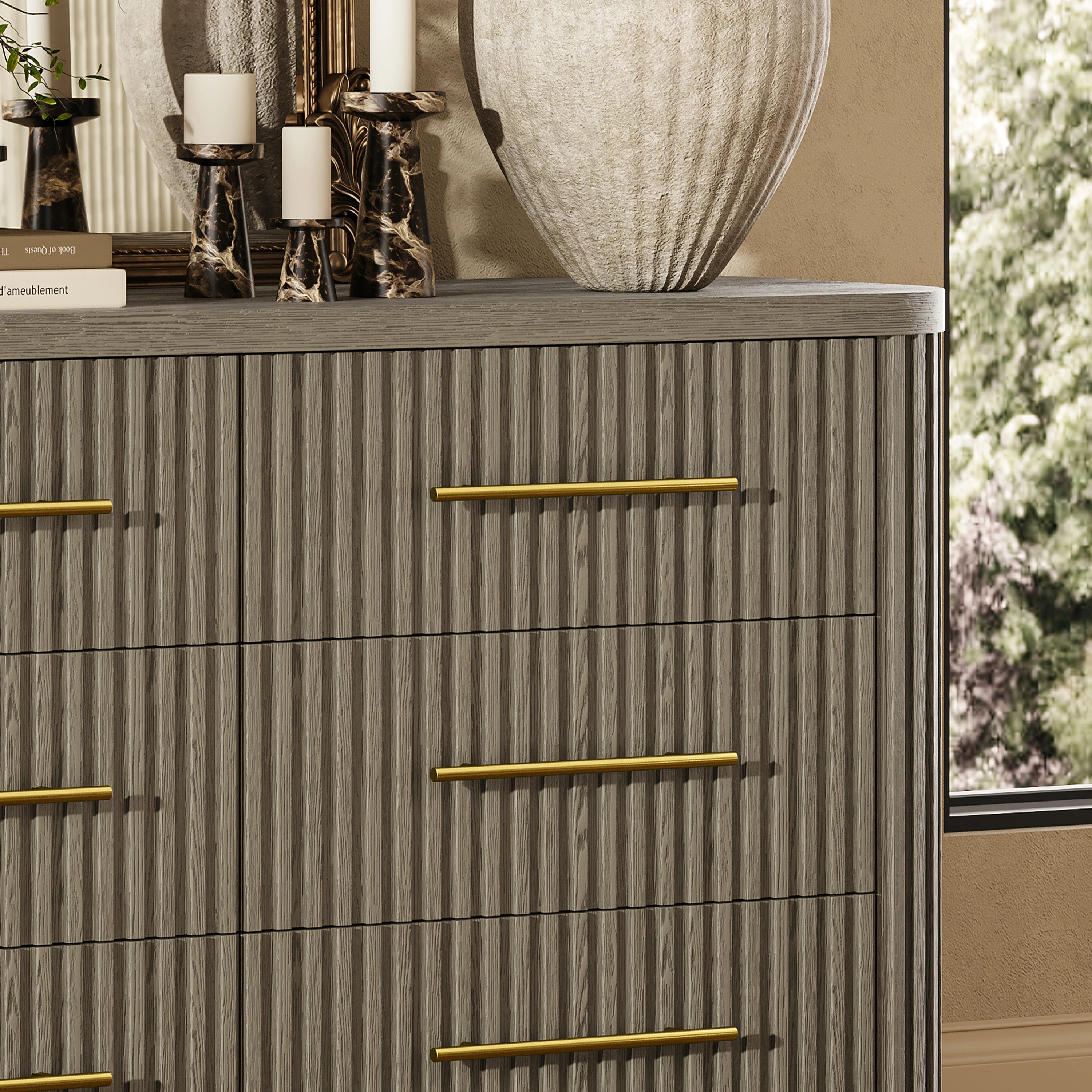 Sinclair Fluted 6-Drawer Chest 60"W