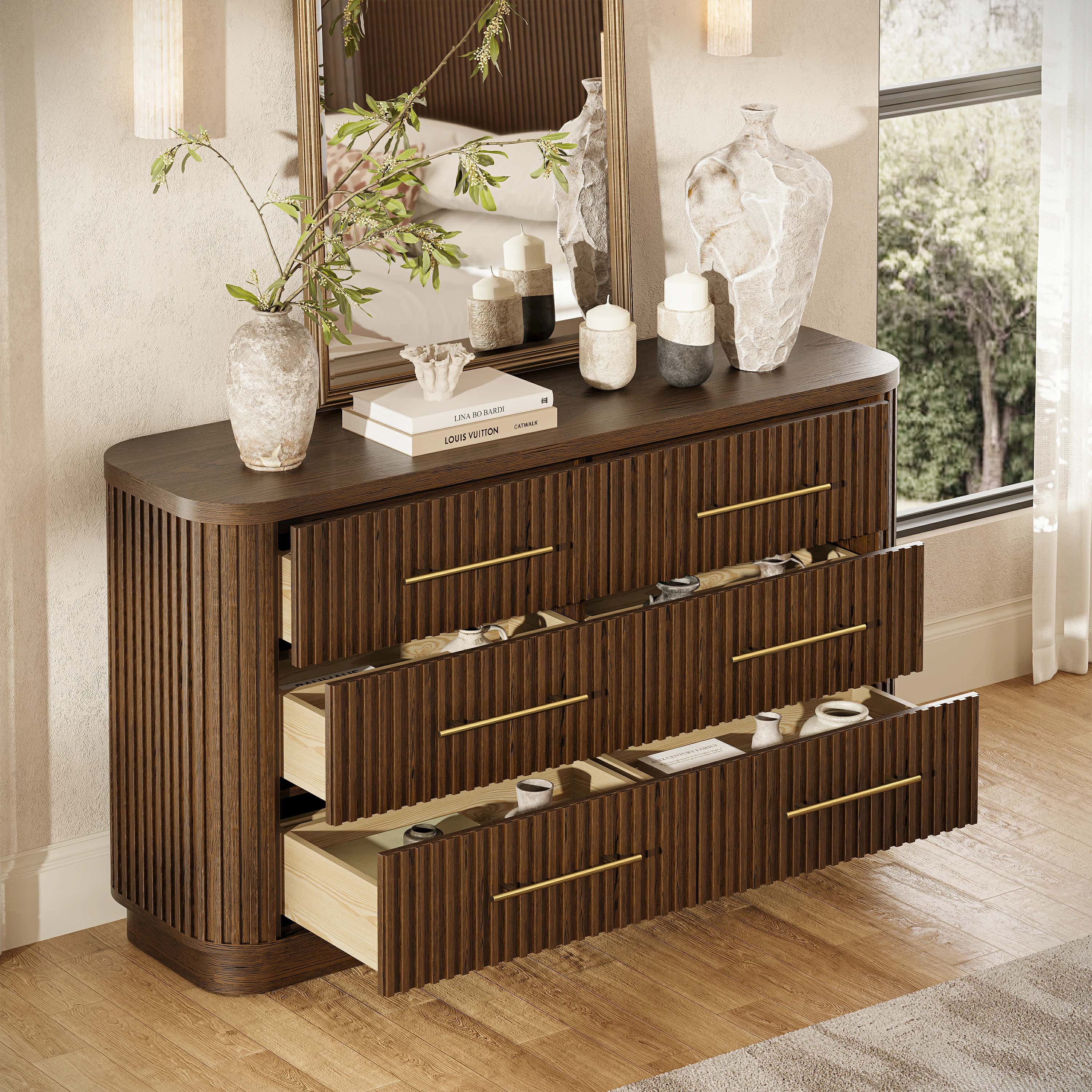 Sinclair Fluted 6-Drawer Chest 60"W