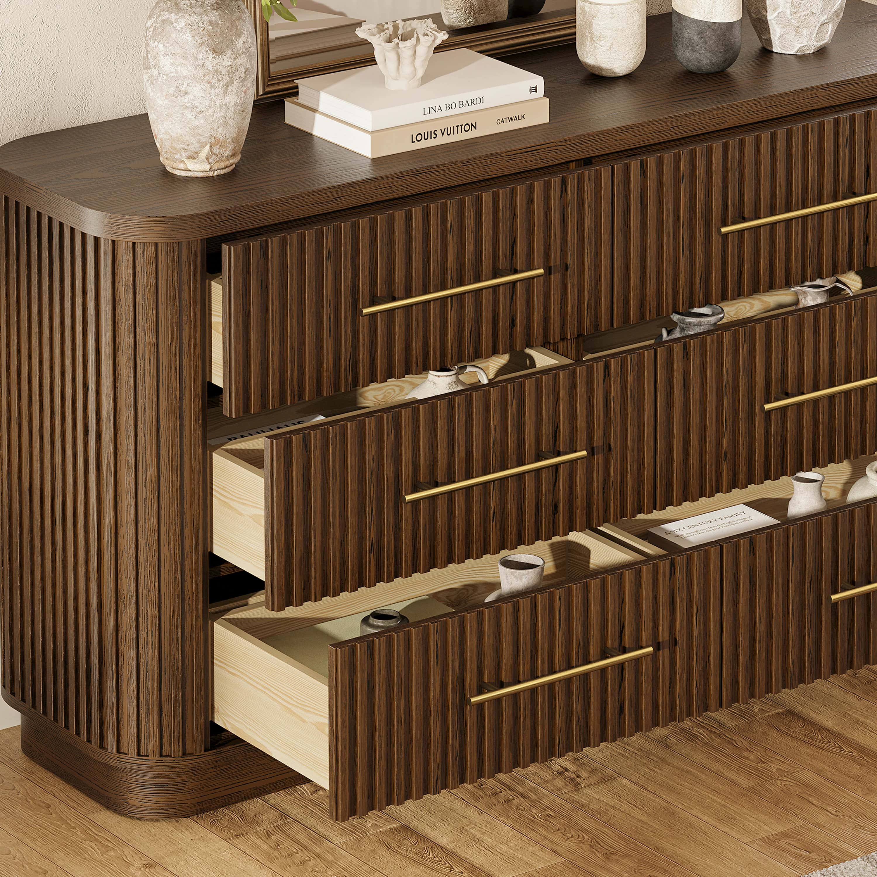 Sinclair Fluted 6-Drawer Chest 60"W