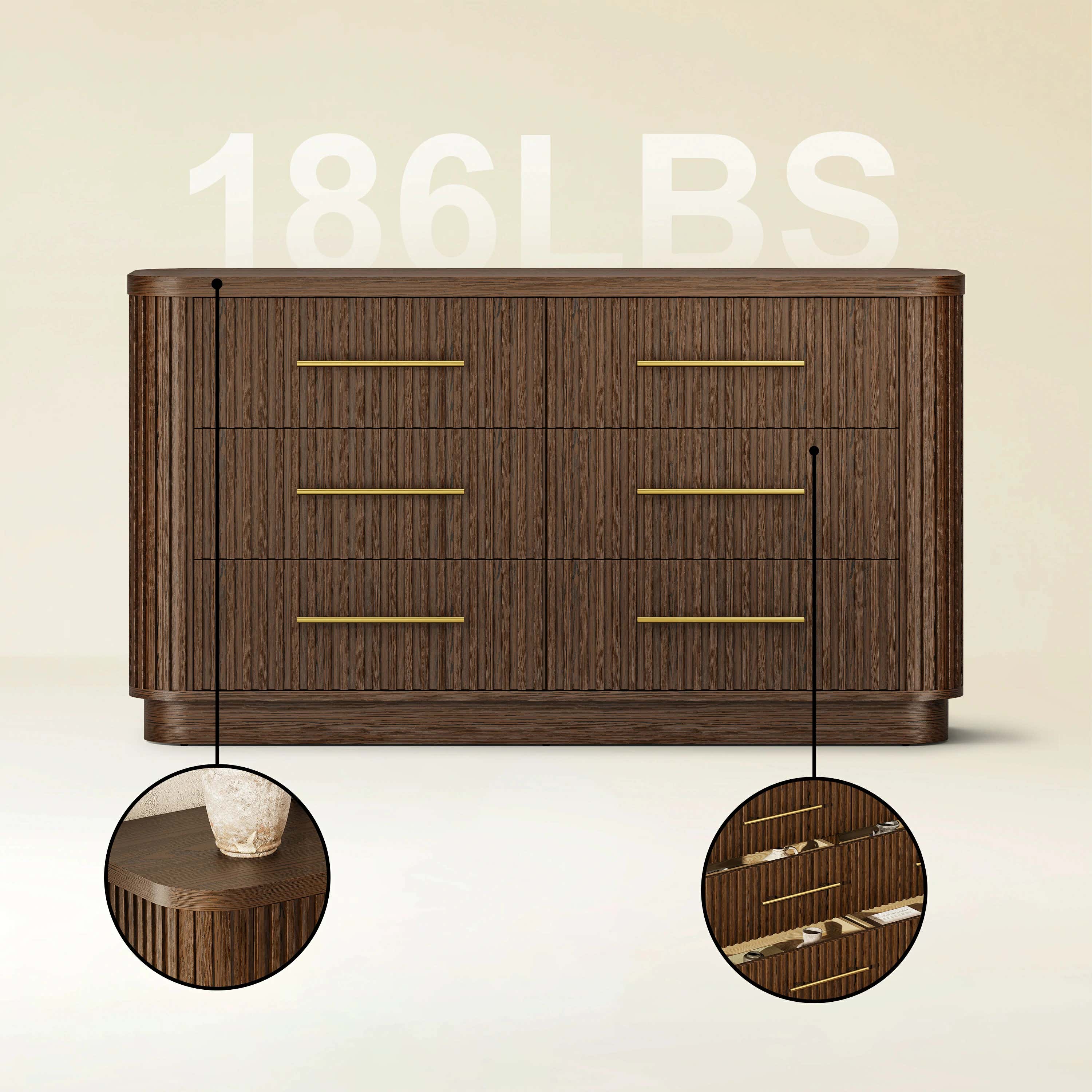 Sinclair Fluted 6-Drawer Chest 60"W