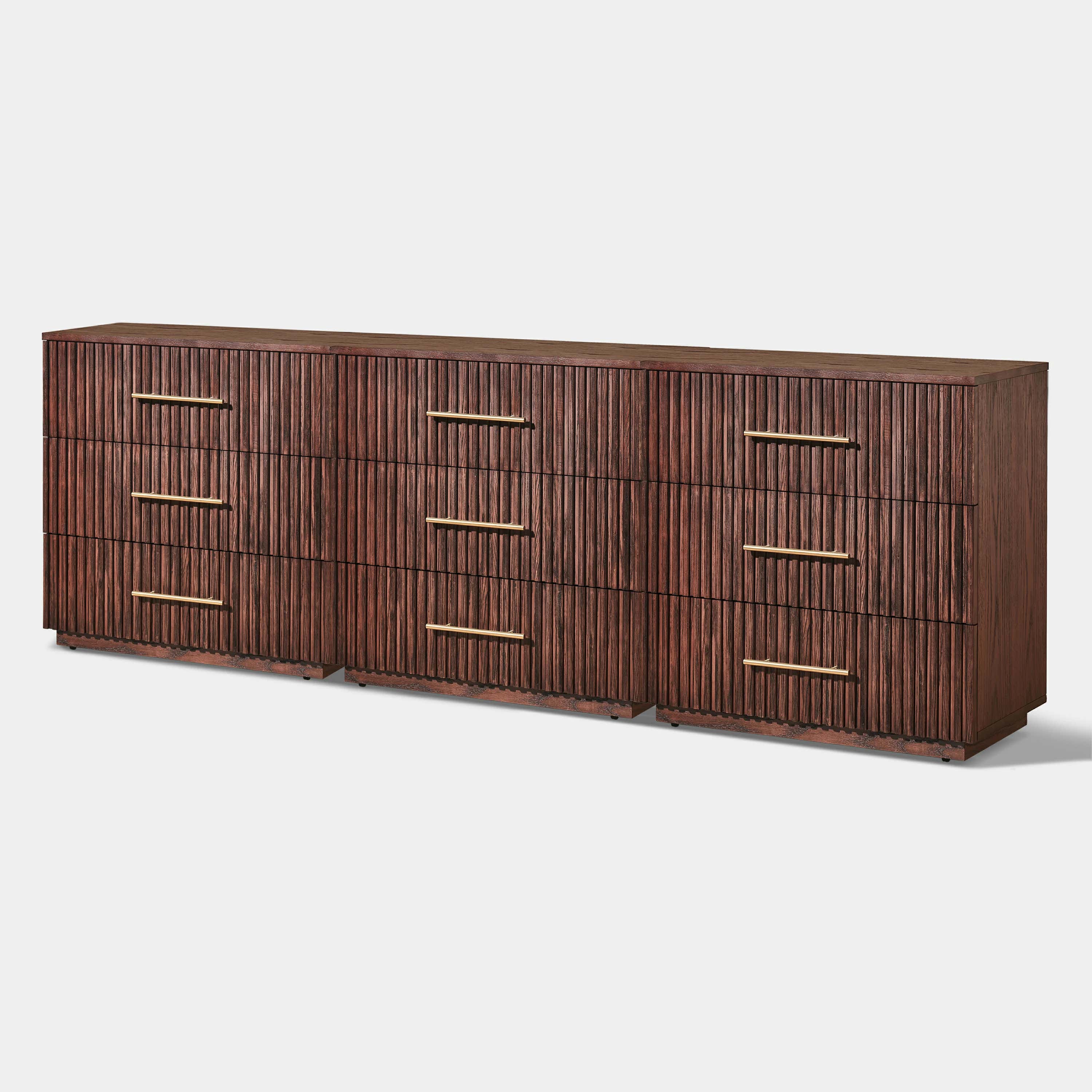 Holt 95" Oak 9-Drawer Chest(Set of 3)